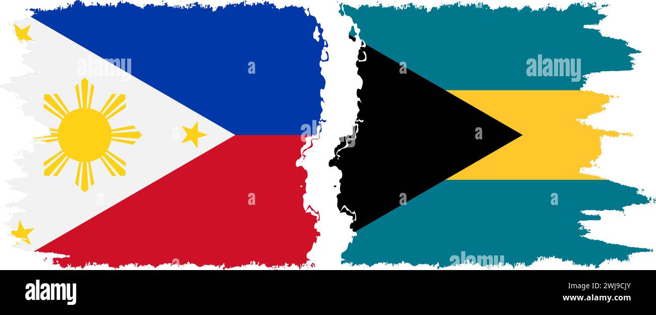 Bahamas and Philippines grunge flags connection, vector Stock Vector