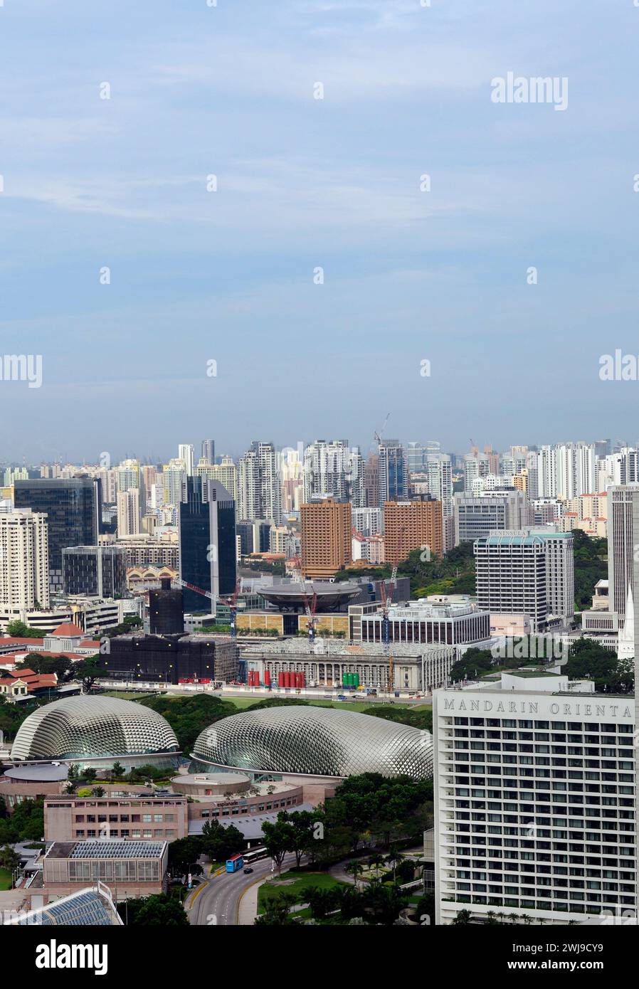 A view of the Esplanade - Theatres on the Bay and the National Gallery in Singapore. Stock Photo