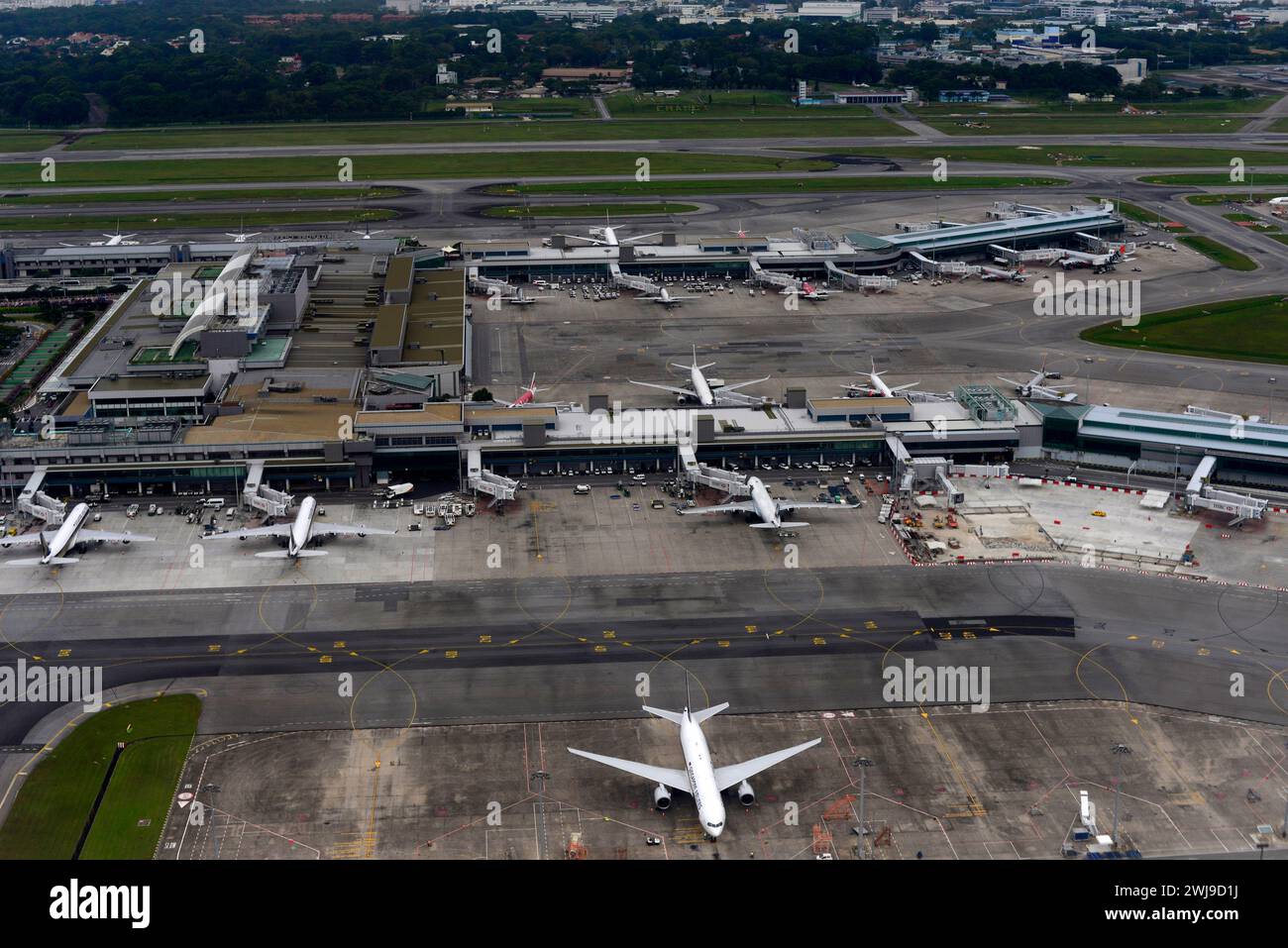 Aerial view of Changi International Airport in Singapore Stock Photo ...