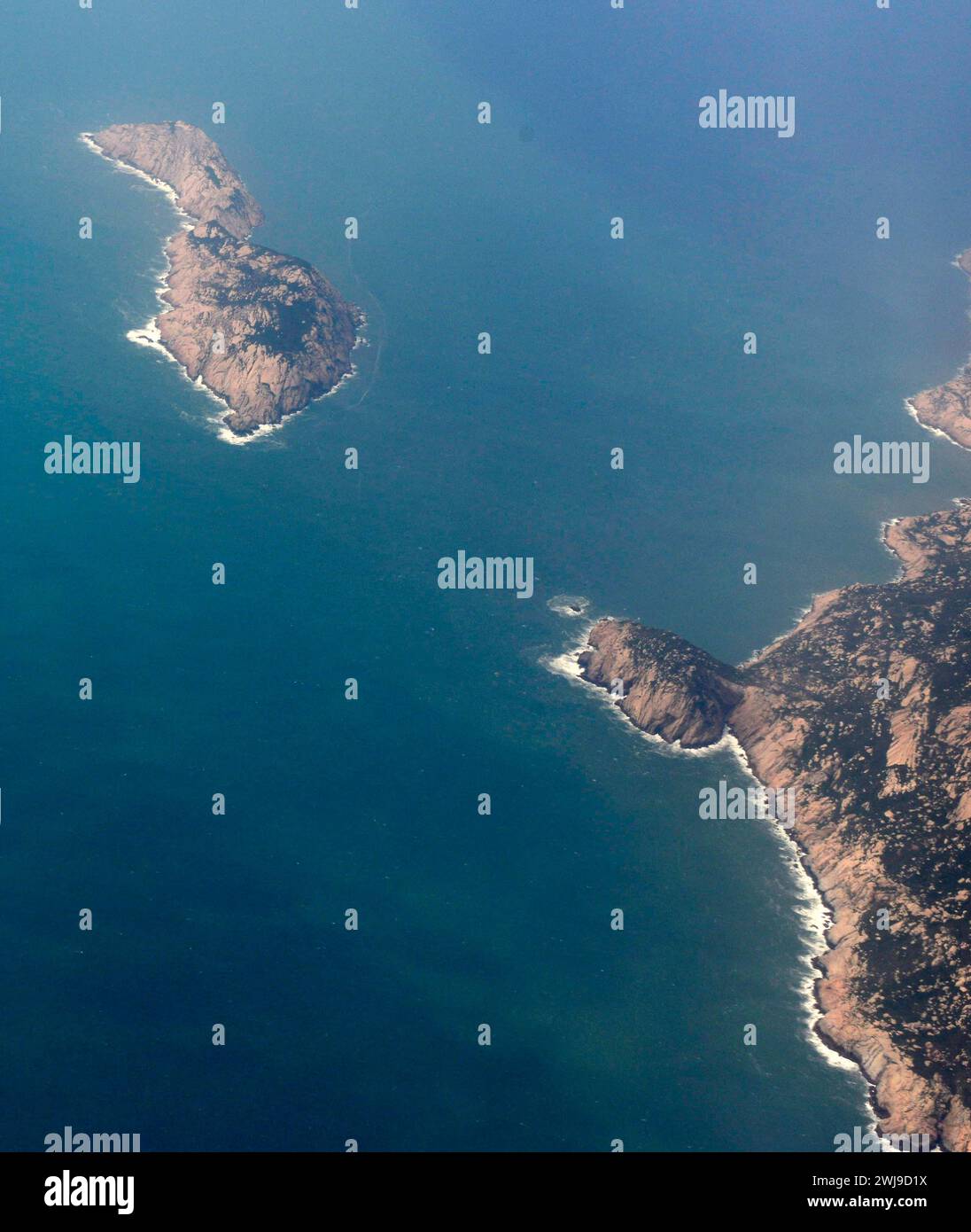 Aerial view of rocky islands south of Lantau Island in Hong Kong. Stock Photo