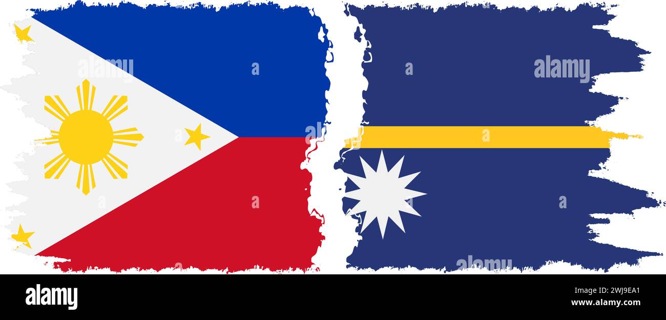 Nauru and Philippines grunge flags connection, vector Stock Vector