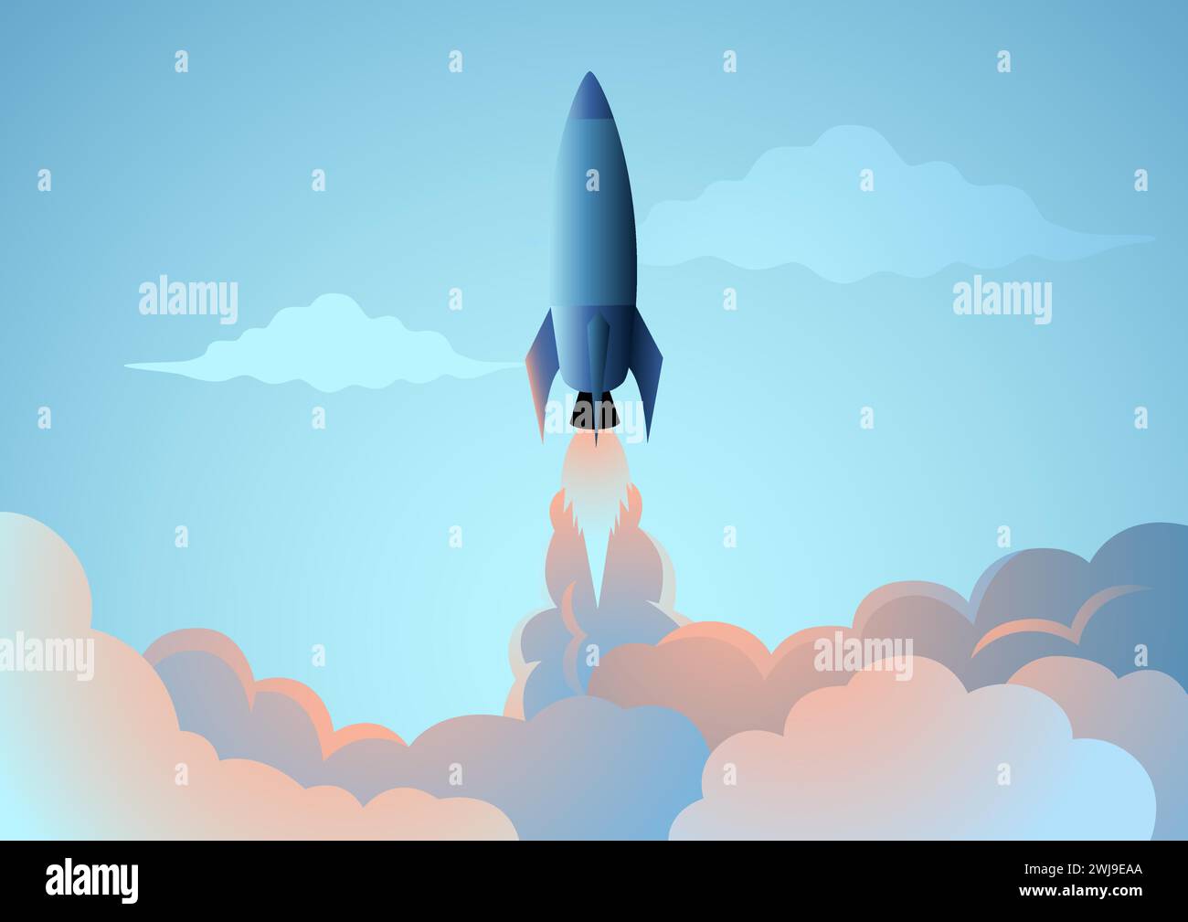 Vector illustration of a rocket launch, concept for start-up business ...