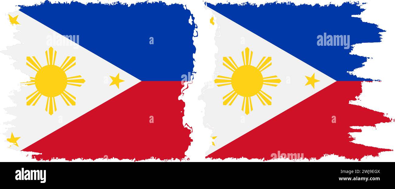 Philippines and Philippines grunge flags connection, vector Stock Vector