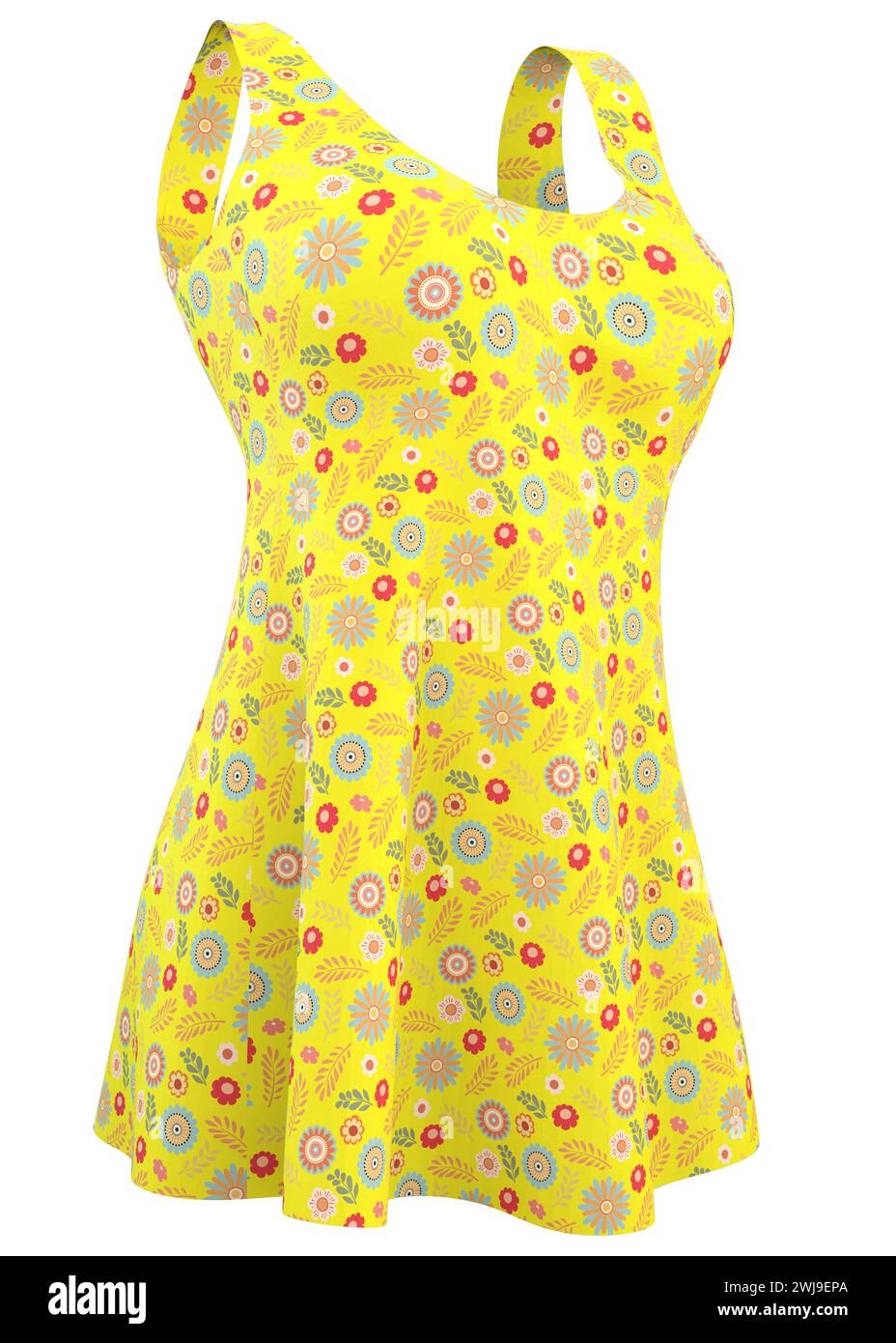 Summer Arrival Cartoon and Flowers Pattern Short Sleeves Dress for Stylish Girls