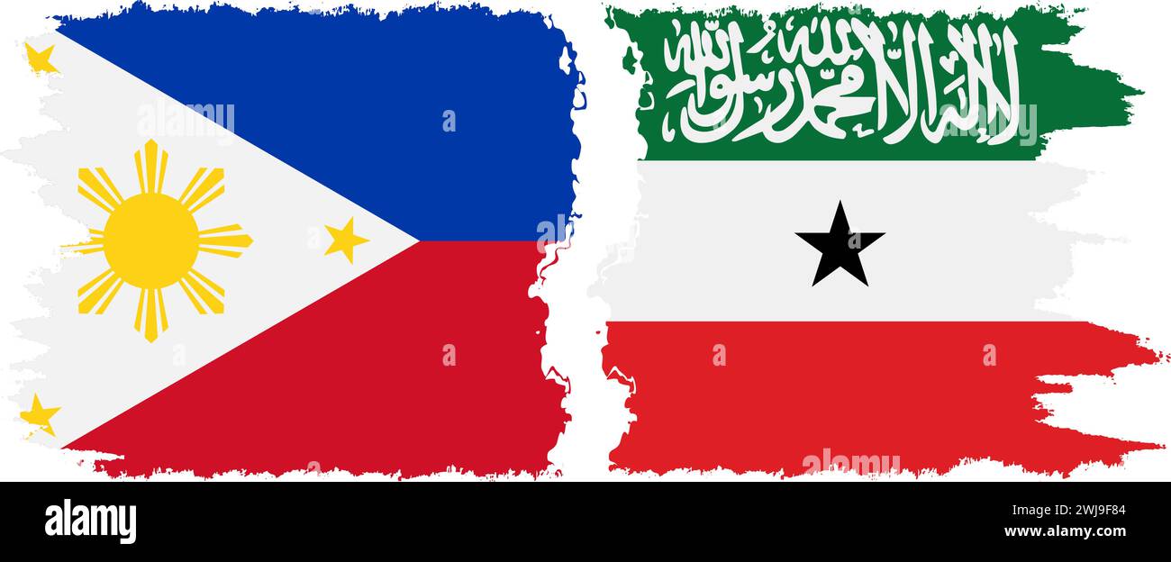 Somaliland and Philippines grunge flags connection, vector Stock Vector