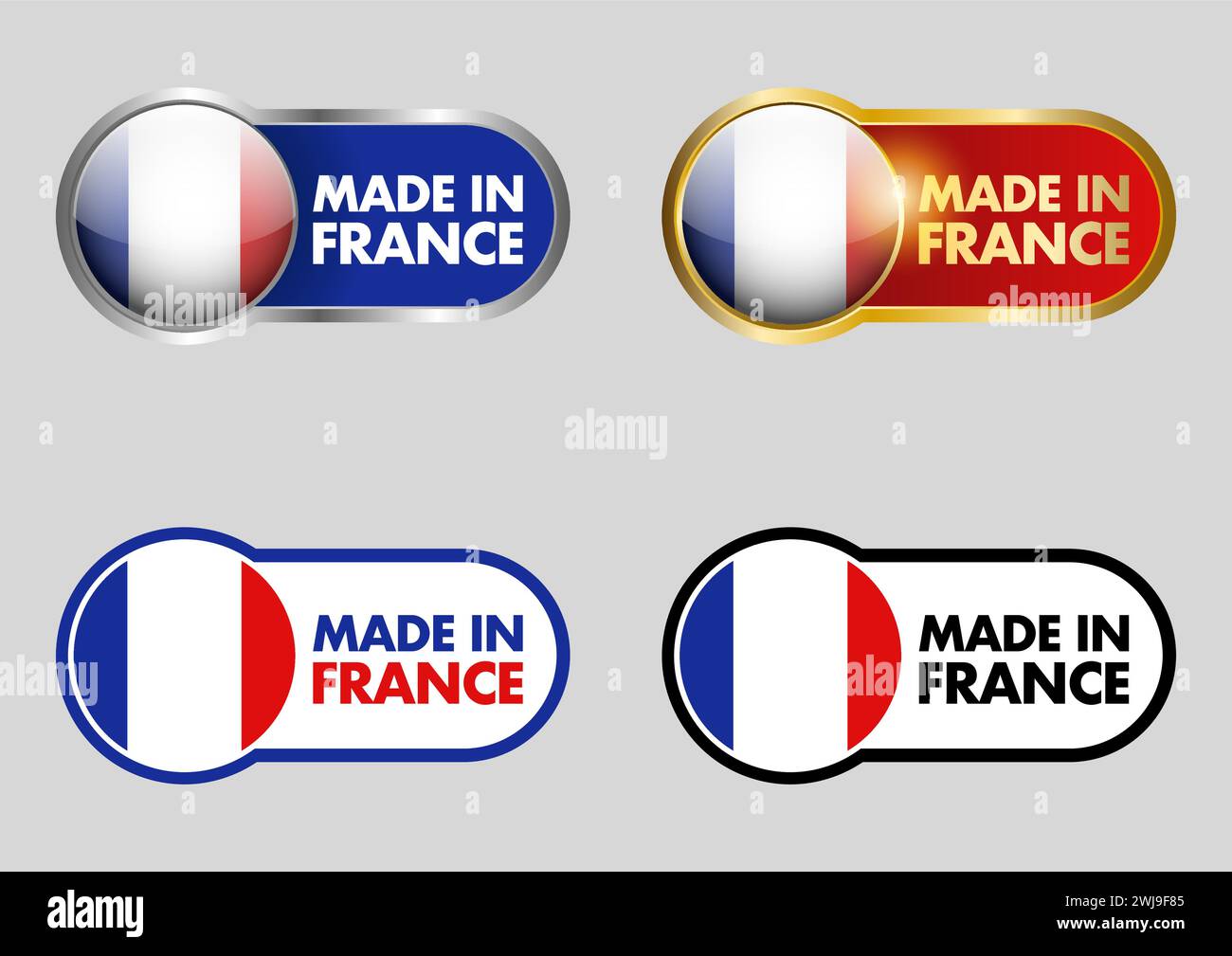 Made in France icon set, in vector format Stock Vector