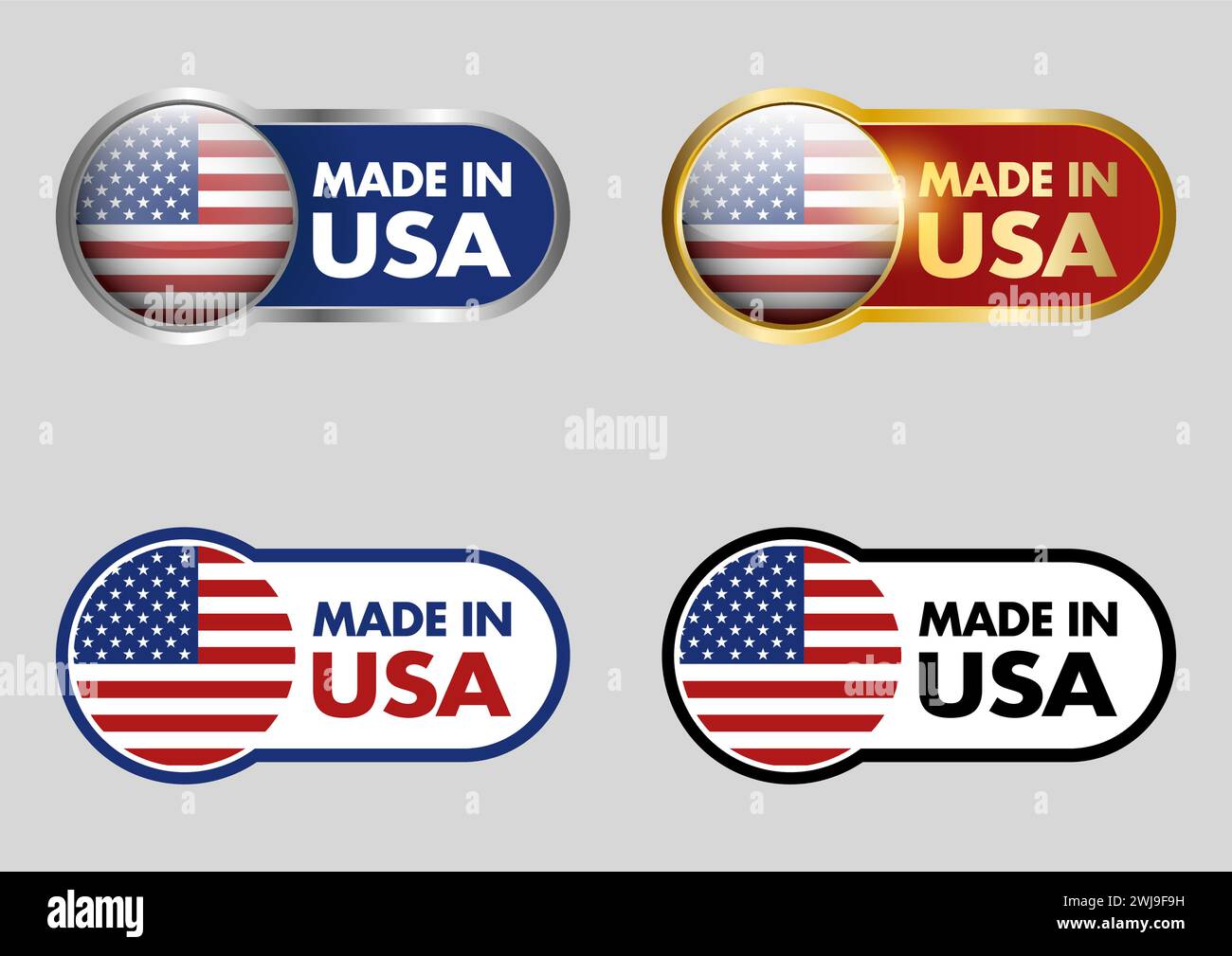 Made in USA icon set, in vector format Stock Vector