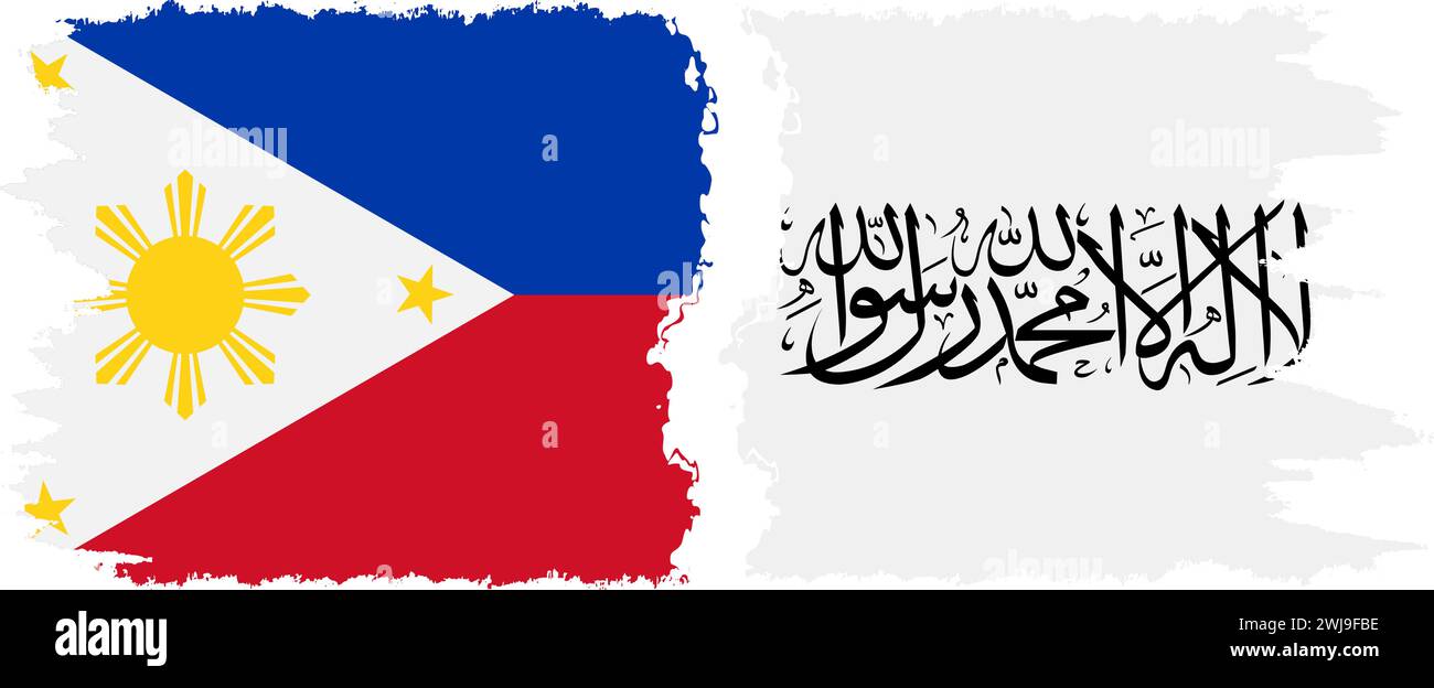 Afghanistan and Philippines grunge flags connection, vector Stock Vector