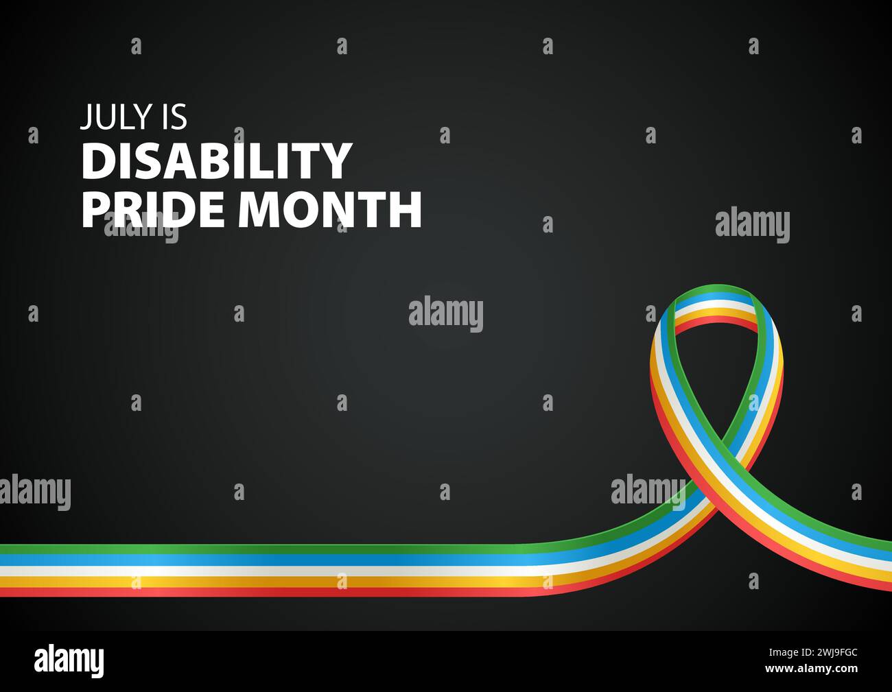 Disability Pride Month awareness ribbon on black, background templates ...