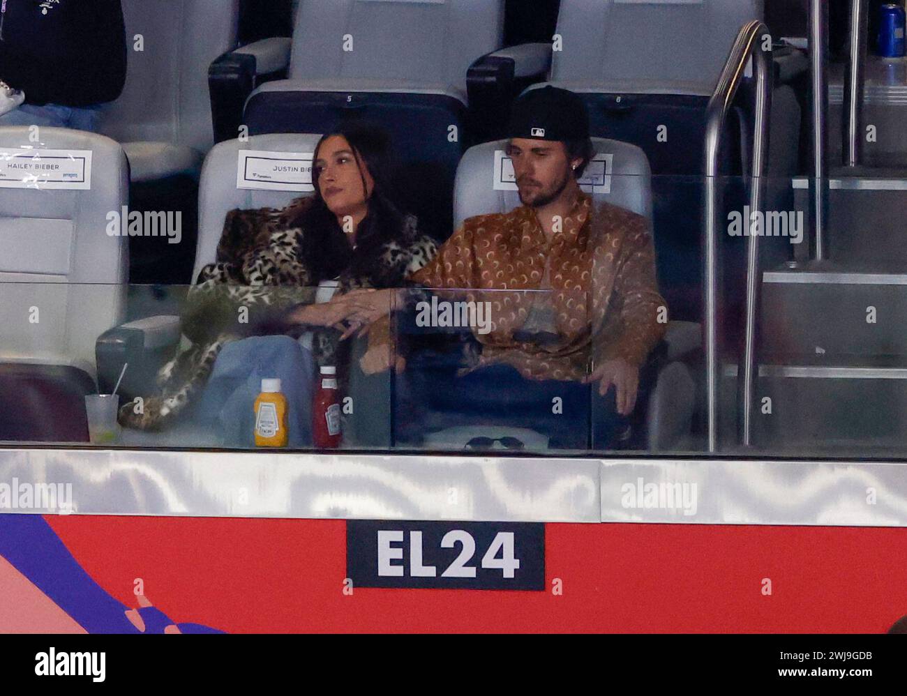 February 11, 2024 Justin Bieber and Hailey Bieber at the NFL Super Bowl