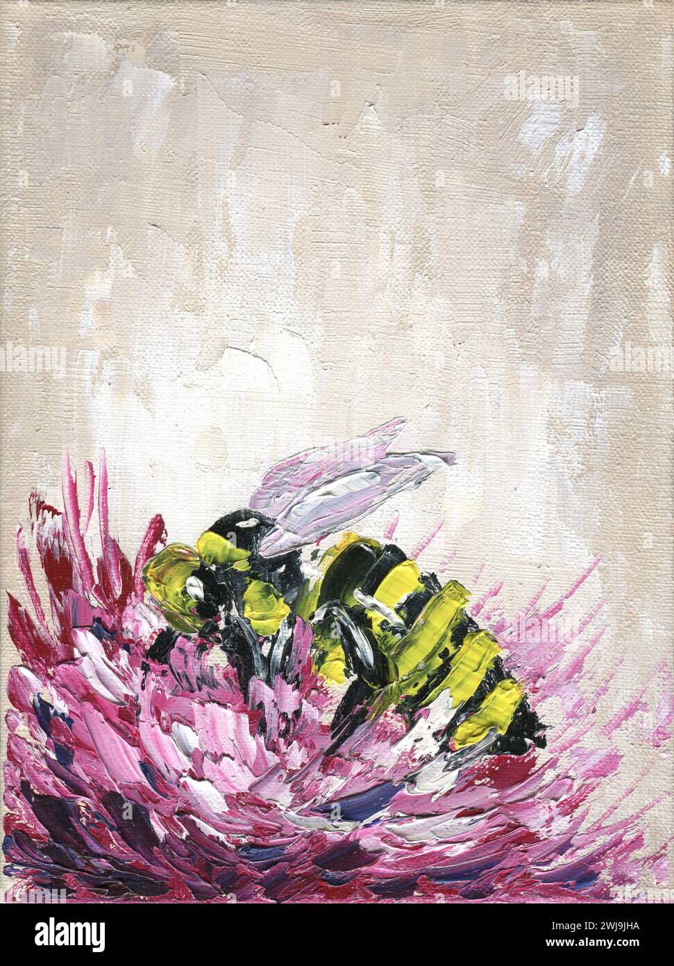 Bee oil painting Stock Photo - Alamy