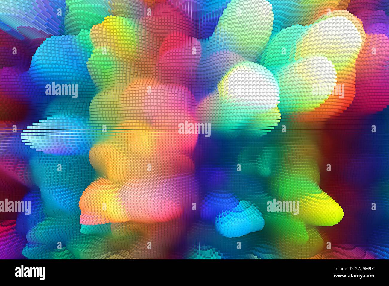 Abstract multi-colored background with cubes up, extrusion. Magic graphic effect Stock Photo