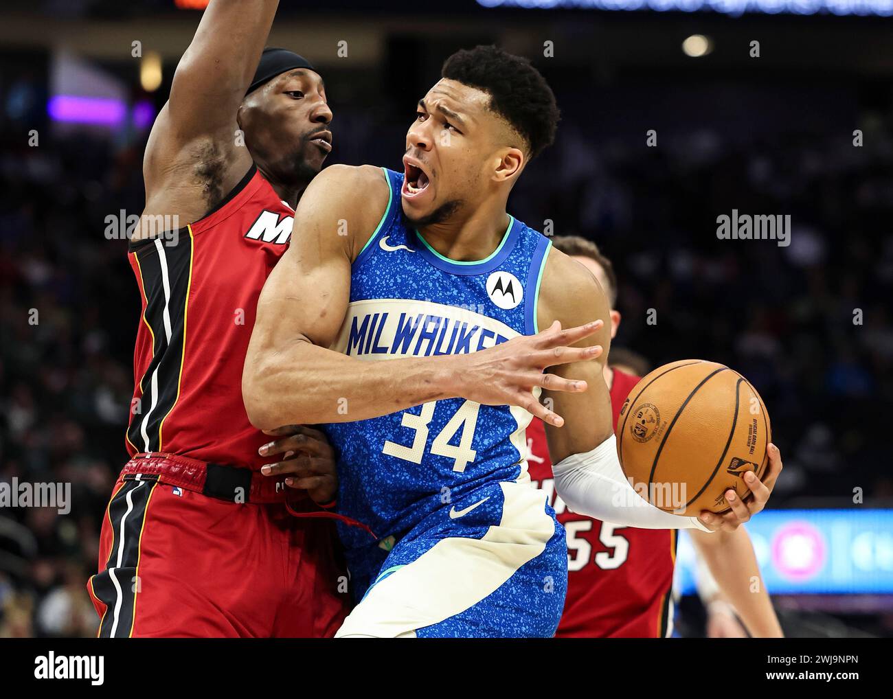 Milwaukee, USA. 13th Feb, 2024. Milwaukee Bucks Forward Giannis ...