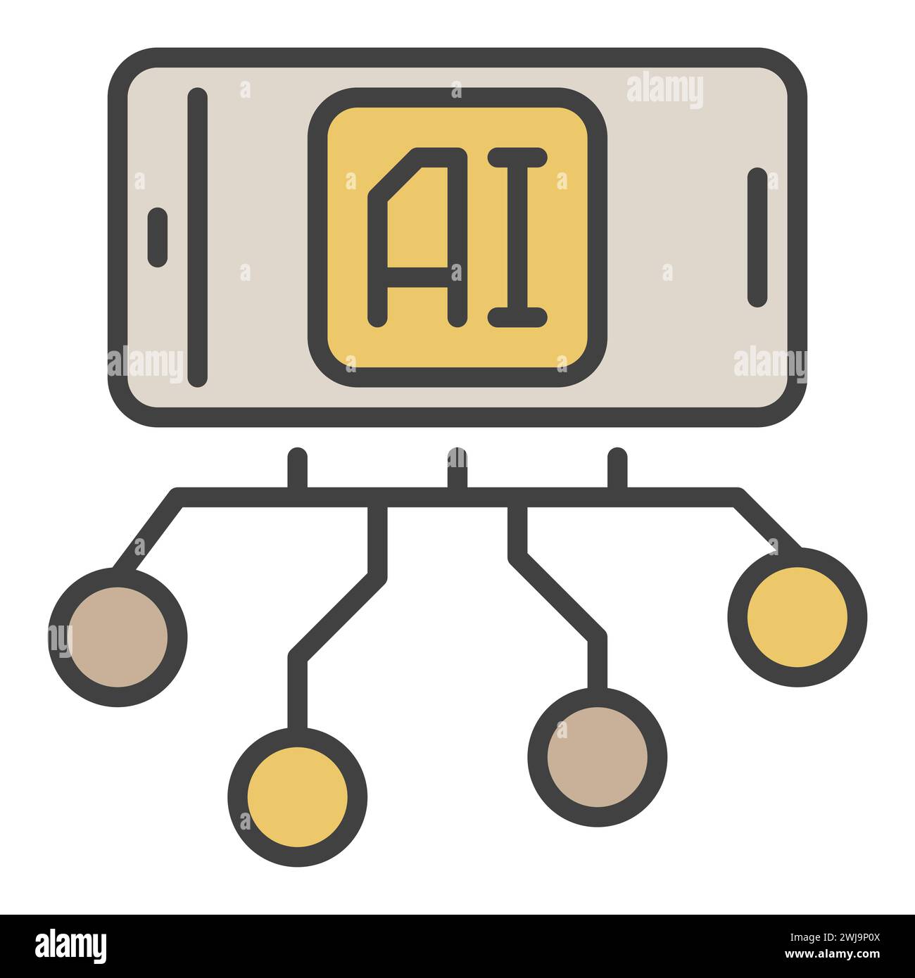 AI and Smartphone vector Phone with Artificial Intelligence concept ...