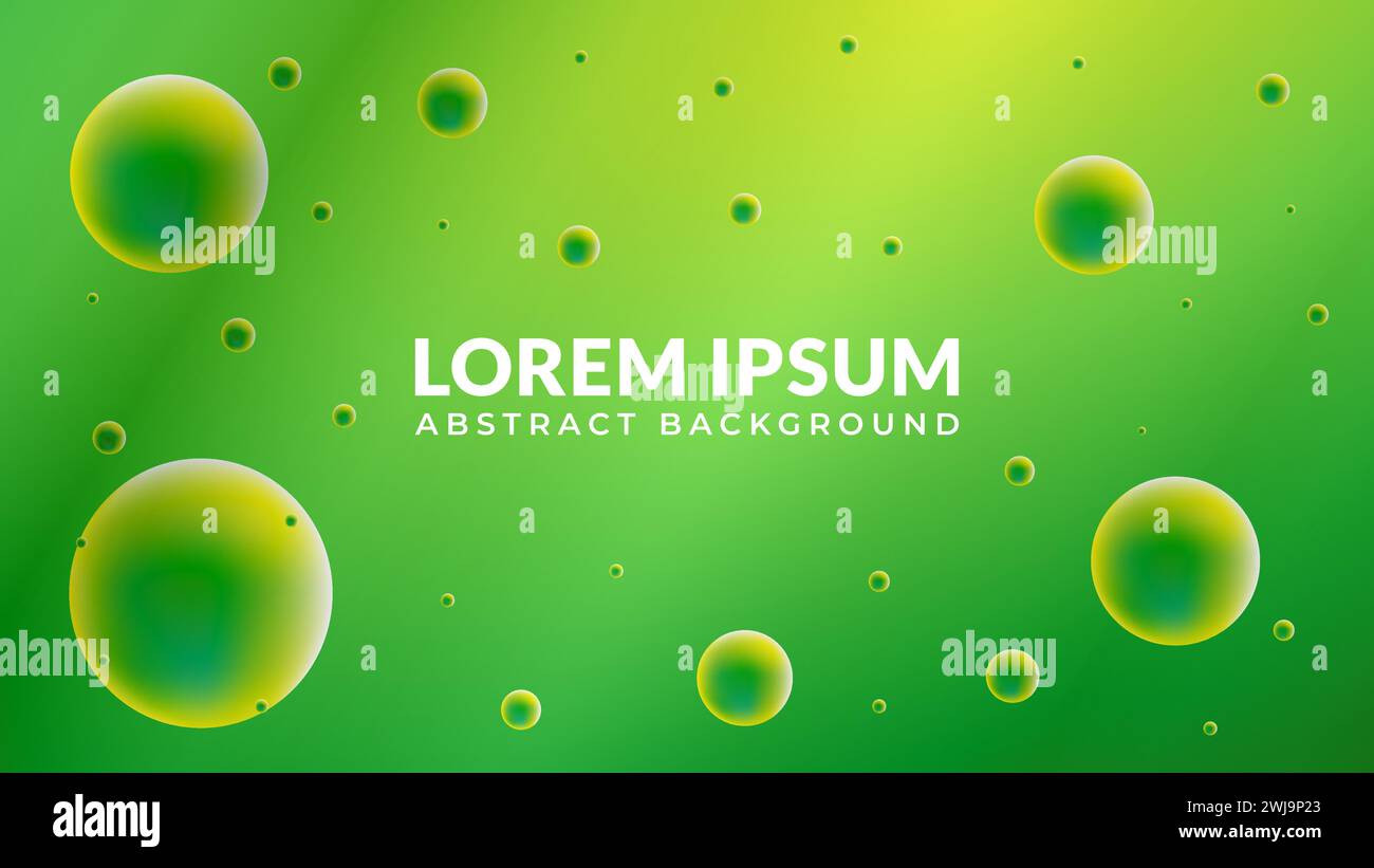 Realistic bubbly fluid vector illustration with green yellow gradient ...