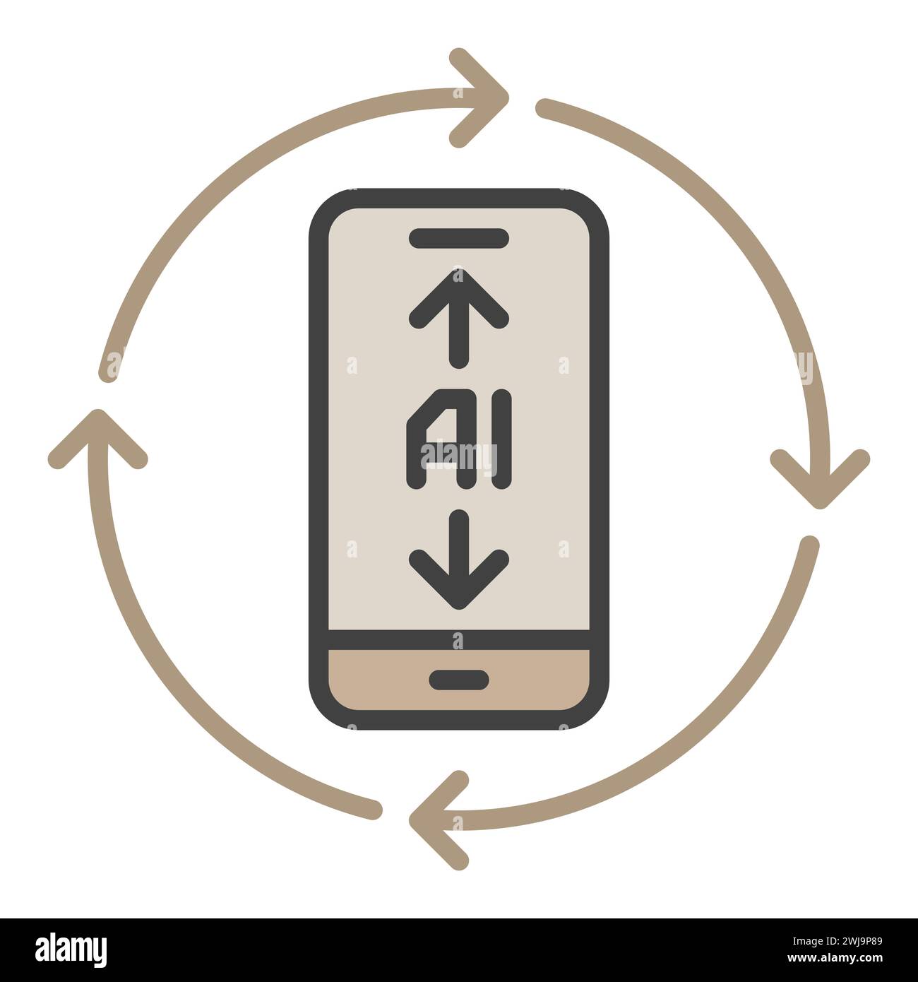 AI Phone with Arrows vector Artificial Intelligence concept colored icon or sign Stock Vector