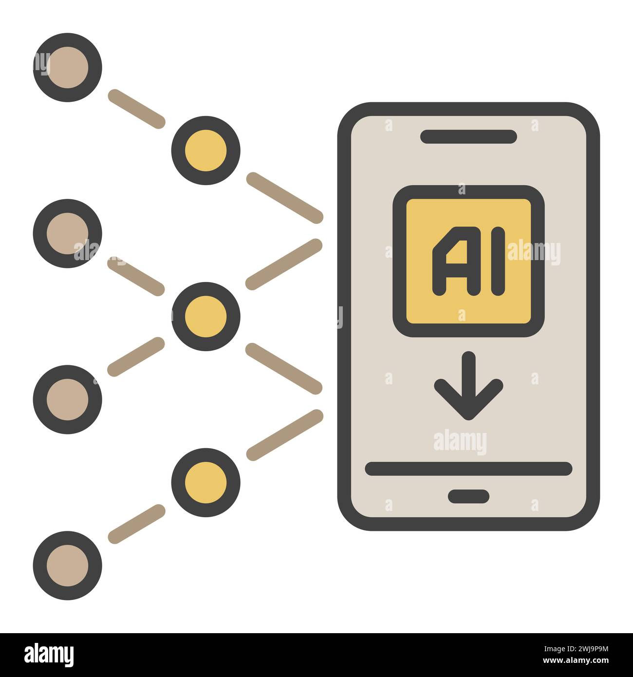 AI Artificial Intelligence in Smartphone vector Mobile Technology concept colored icon or symbol Stock Vector