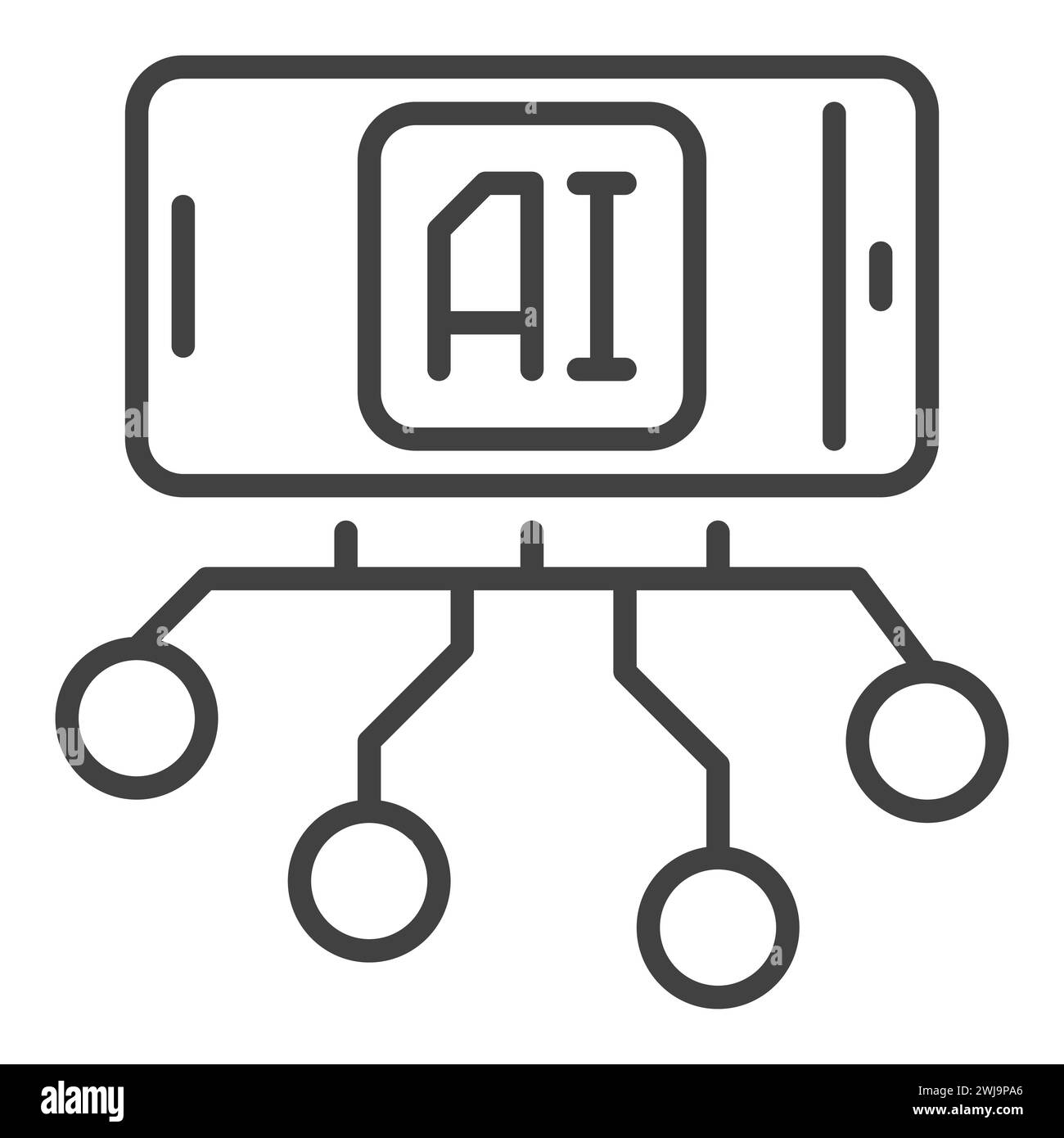 AI in Smartphone vector Phone with Artificial Intelligence concept thin ...