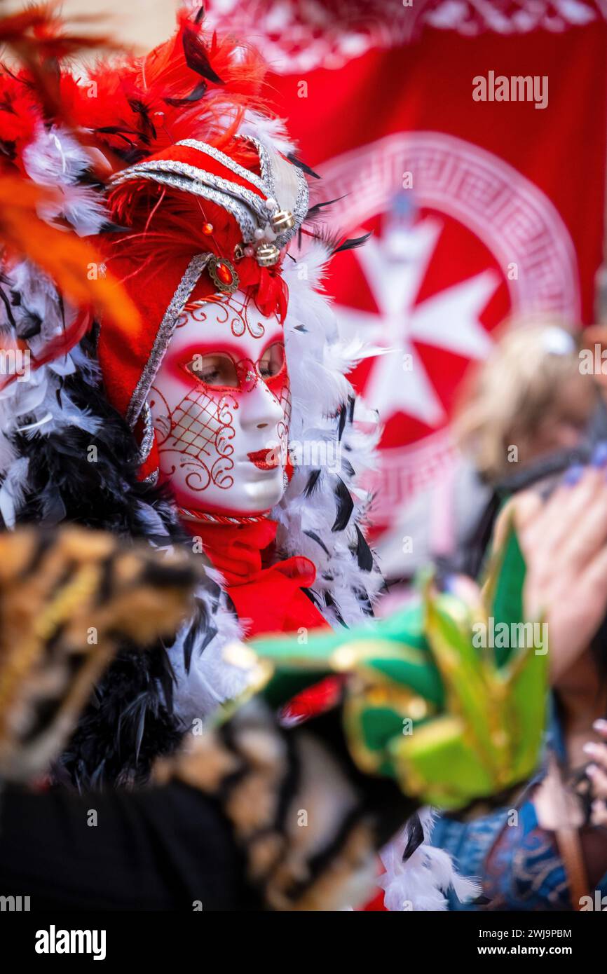 Street performer at Malta Carnival 2024, Valletta, Malta Stock Photo