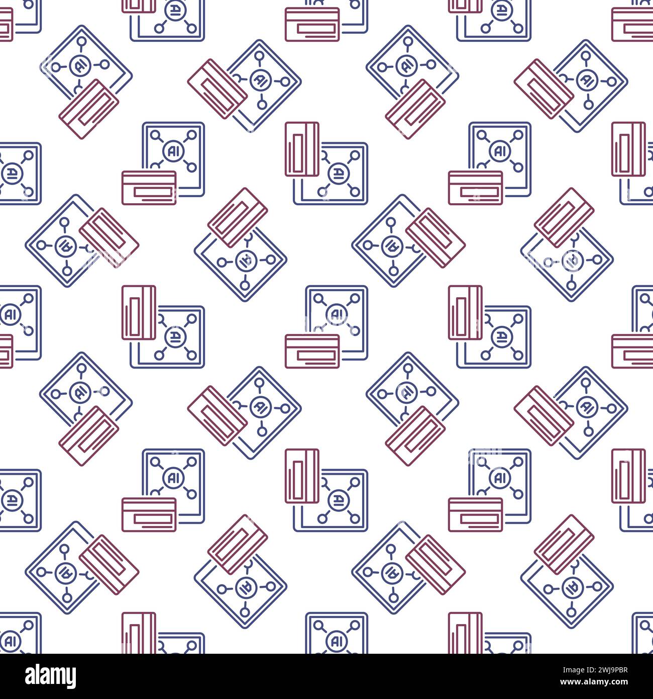 AI Payment with Smartphone vector AI concept seamless pattern in thin line style Stock Vector