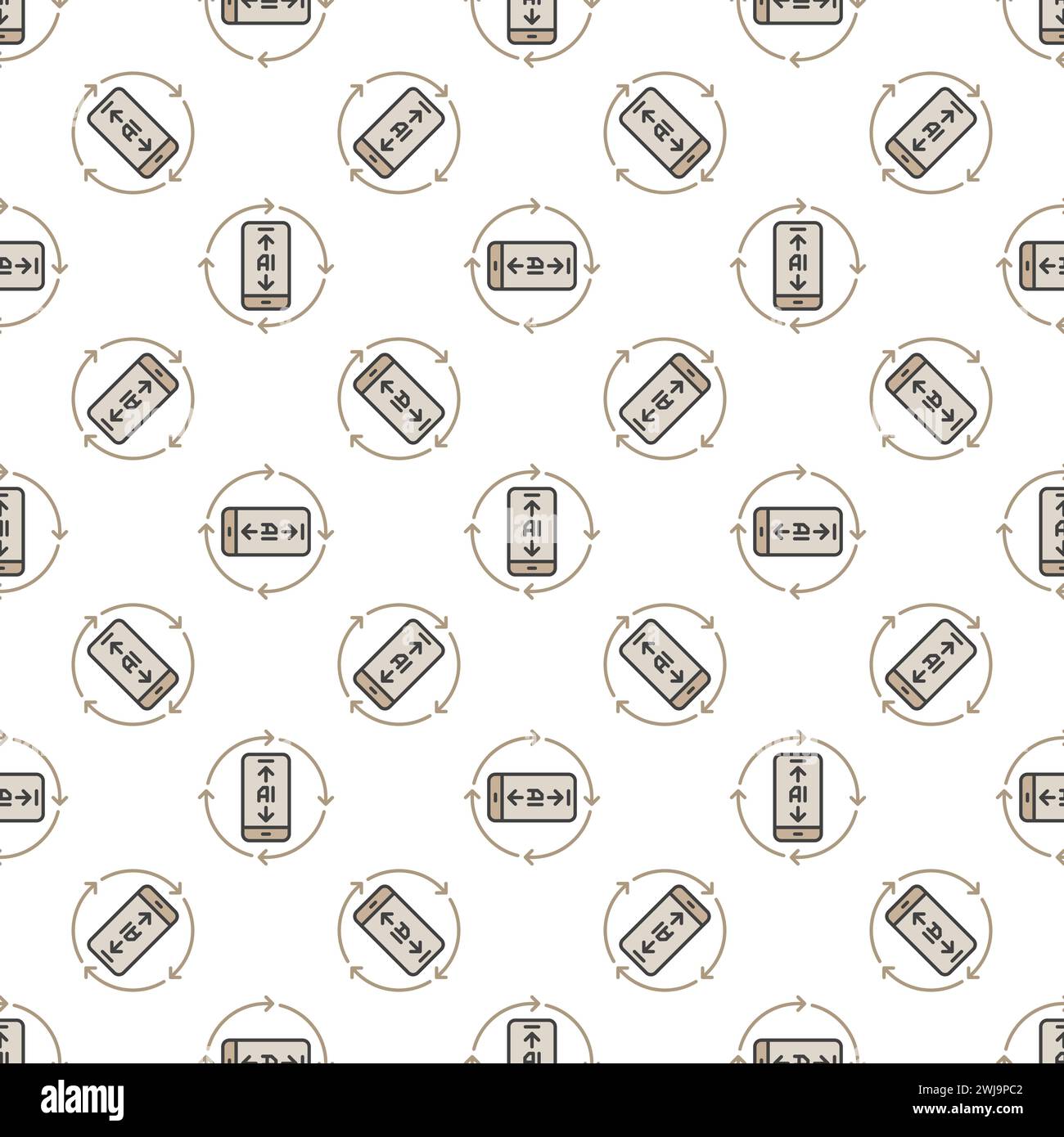 AI Phone with Arrows vector Artificial Intelligence concept colored seamless pattern Stock Vector