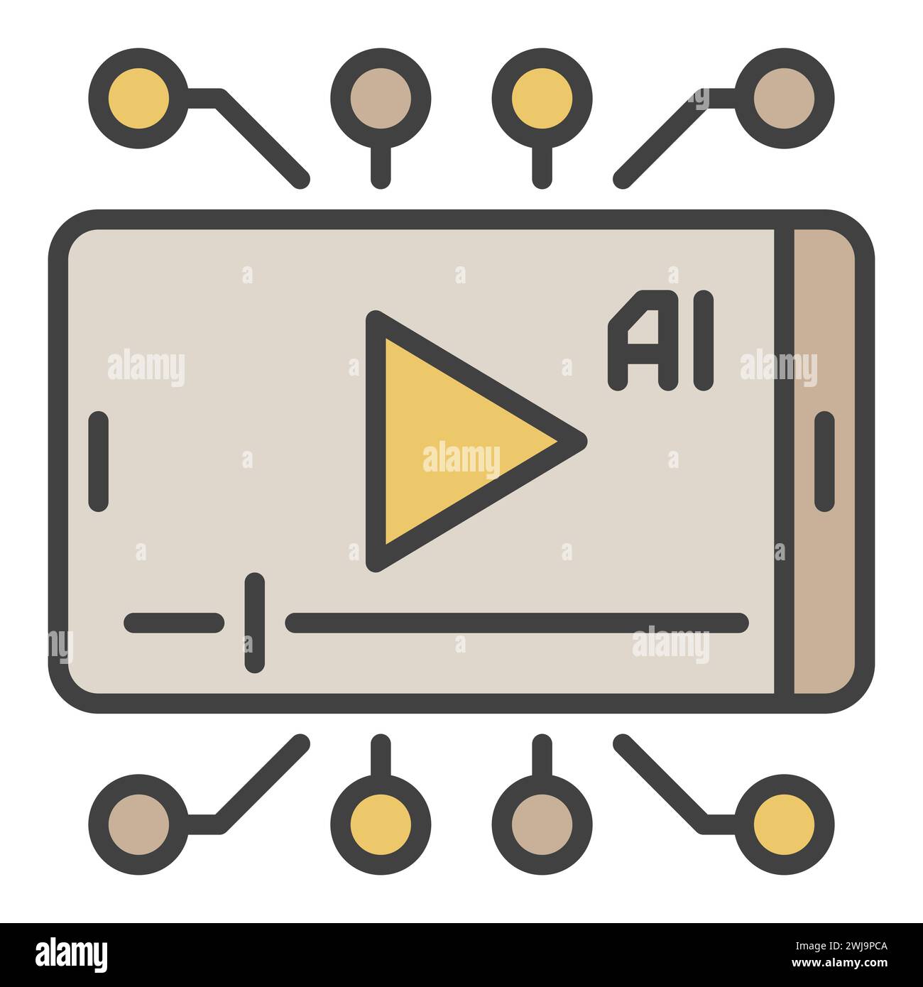 Smartphone Screen with AI Video vector Artificial Intelligence phone ...
