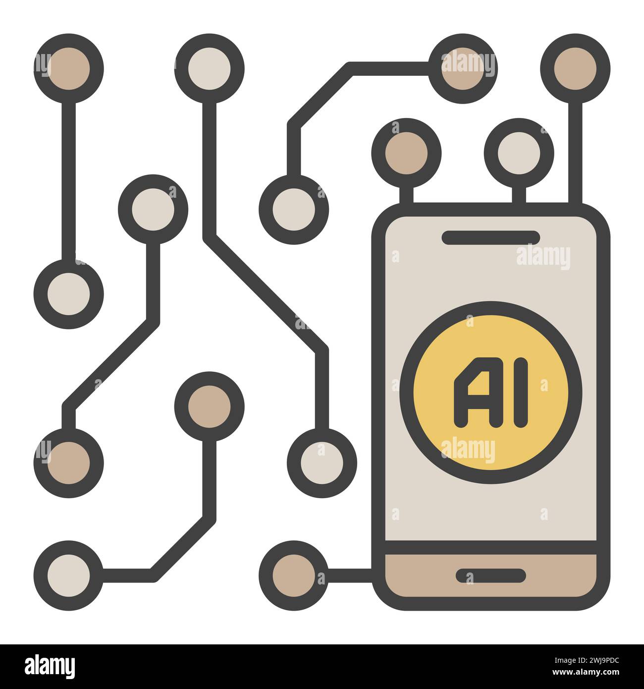 AI Mobile Technology in Smartphone vector concept colored icon or logo ...