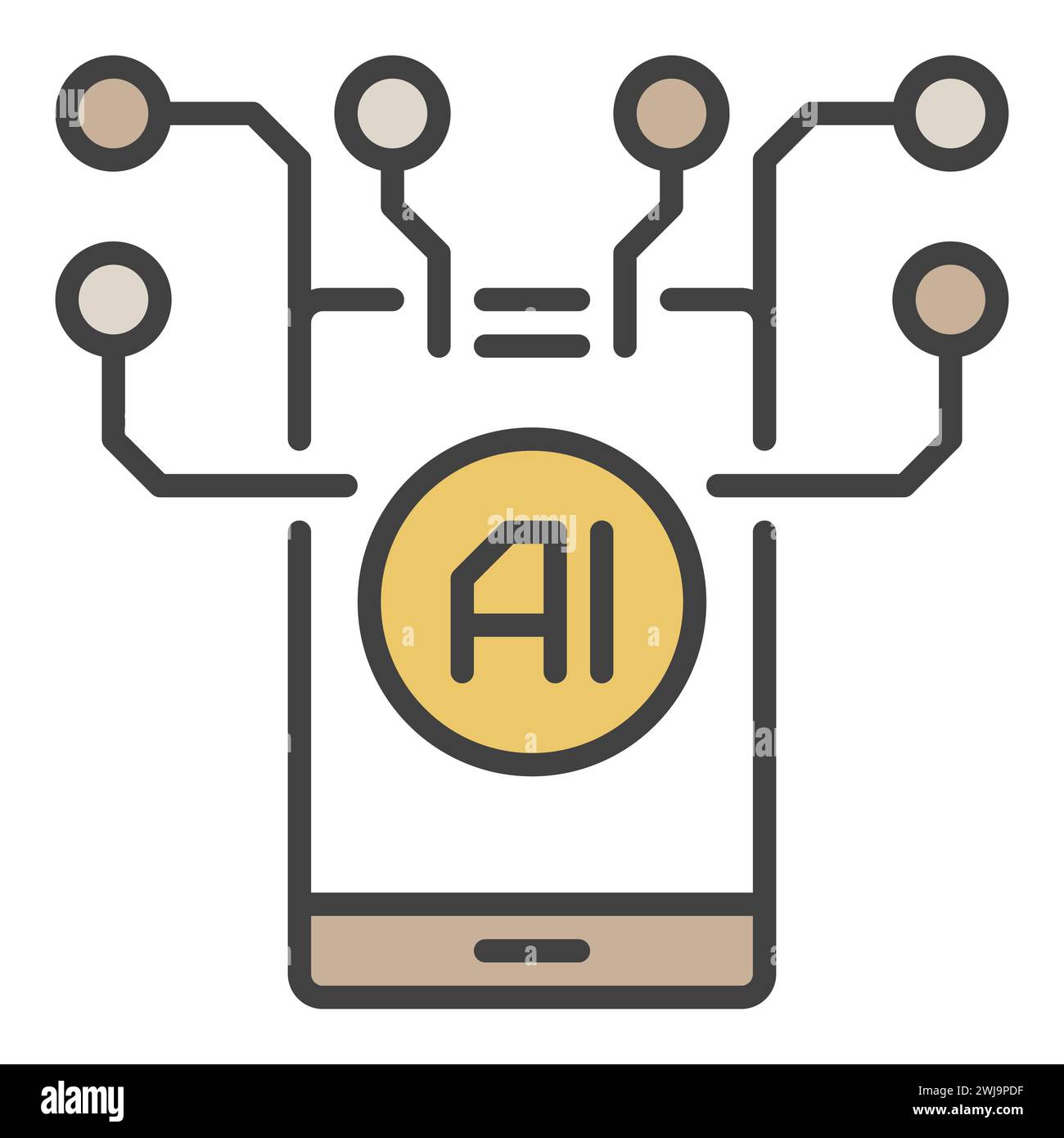 Phone and AI vector Artificial Intelligence Smartphone concept colored ...