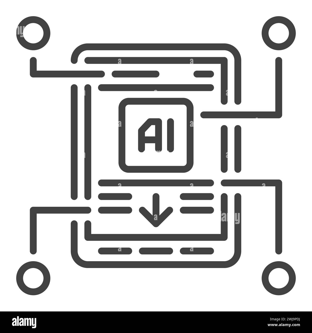 AI in Smart Phone vector Artificial Intelligence Smartphone concept thin line icon or design element Stock Vector