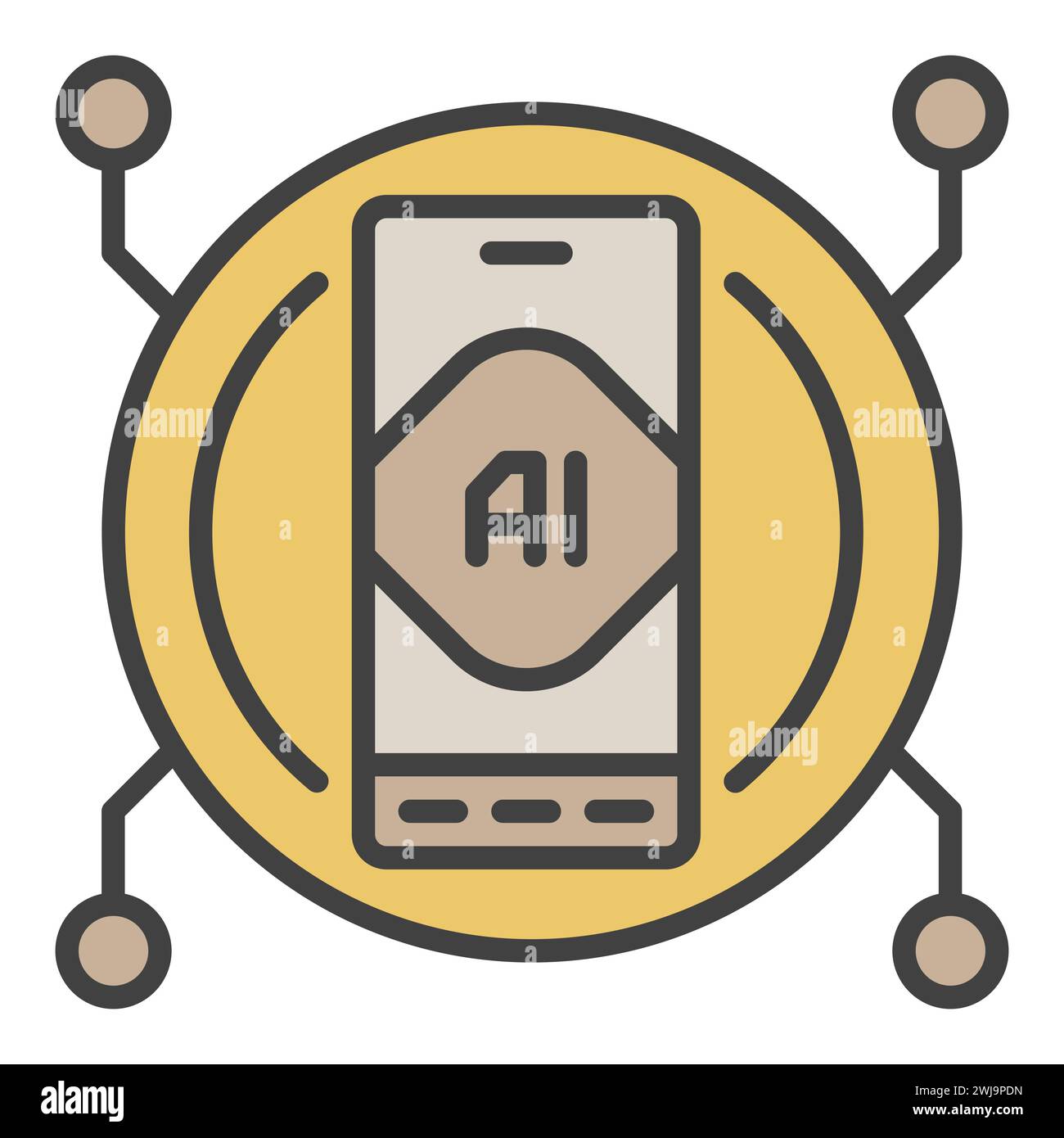 AI Technology in Smartphone vector Artificial Intelligence Phone ...