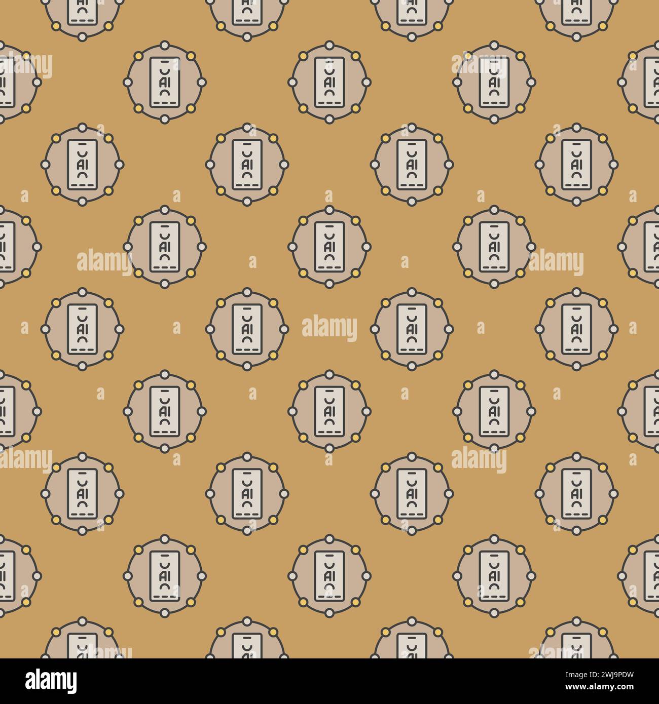Artificial Intelligence Smartphone inside Circle vector AI concept colored seamless pattern Stock Vector
