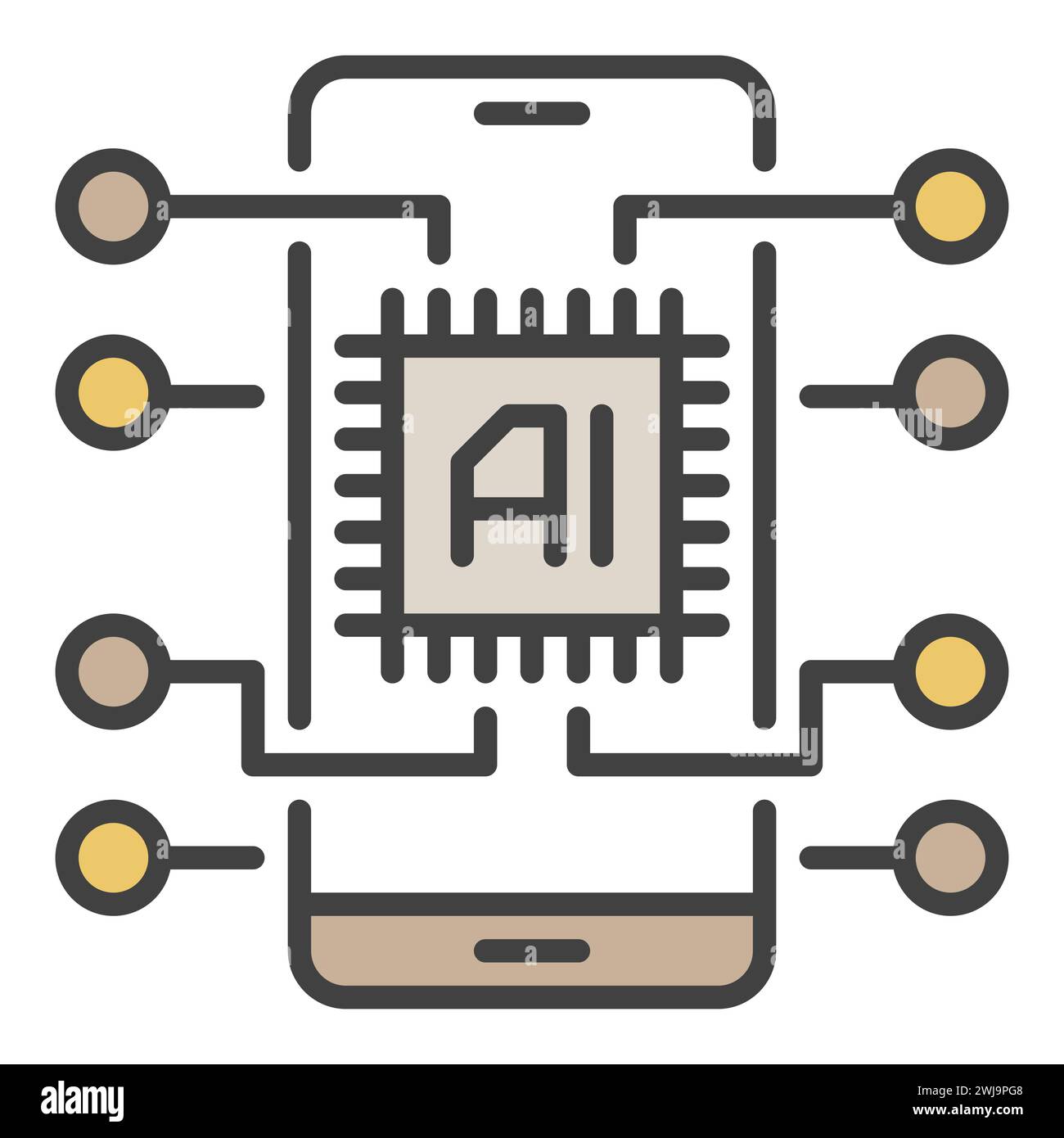 Smartphone and AI Chip vector New Mobile Technology concept colored ...