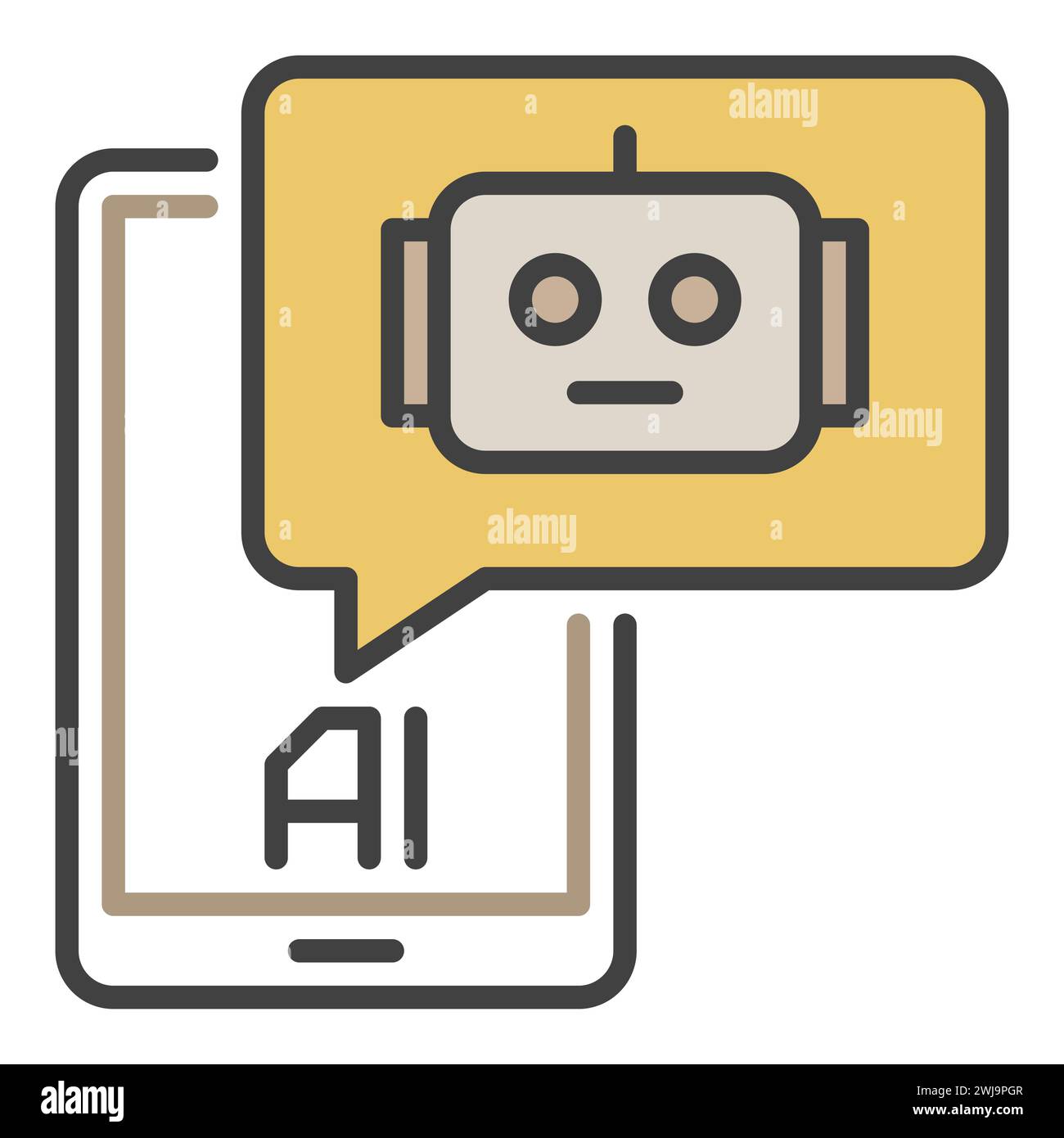 Smartphone with AI Chatbot vector concept colored icon or logo element Stock Vector