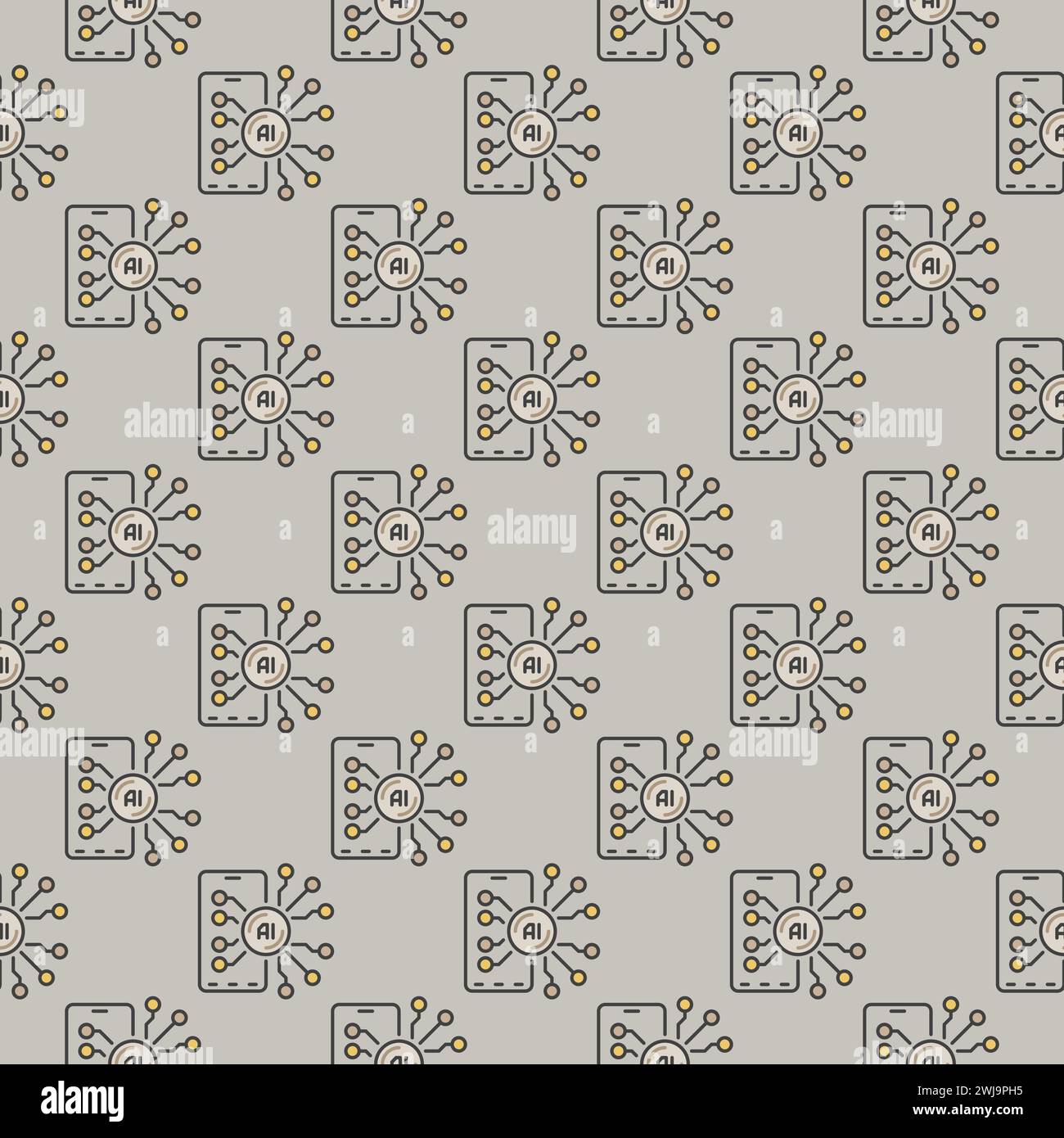 New AI Smartphone vector Artificial Intelligence Device concept colored seamless pattern Stock Vector
