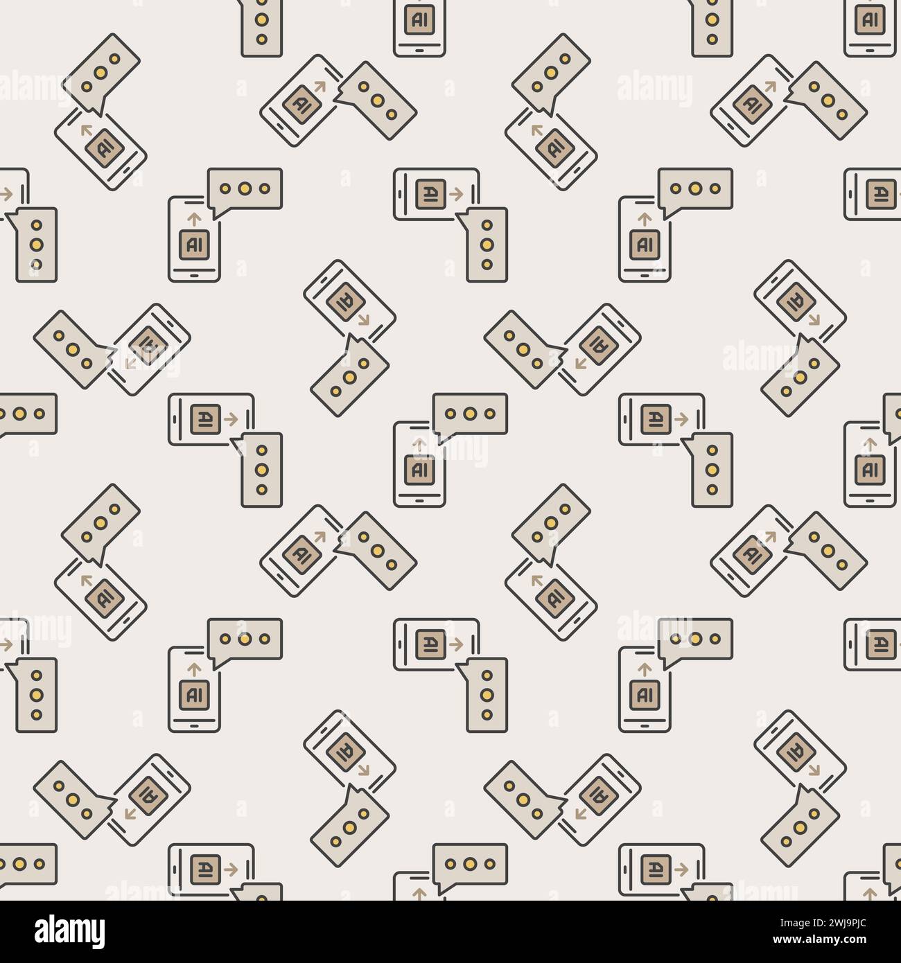 Smartphone with AI Chat vector concept colored seamless pattern Stock Vector