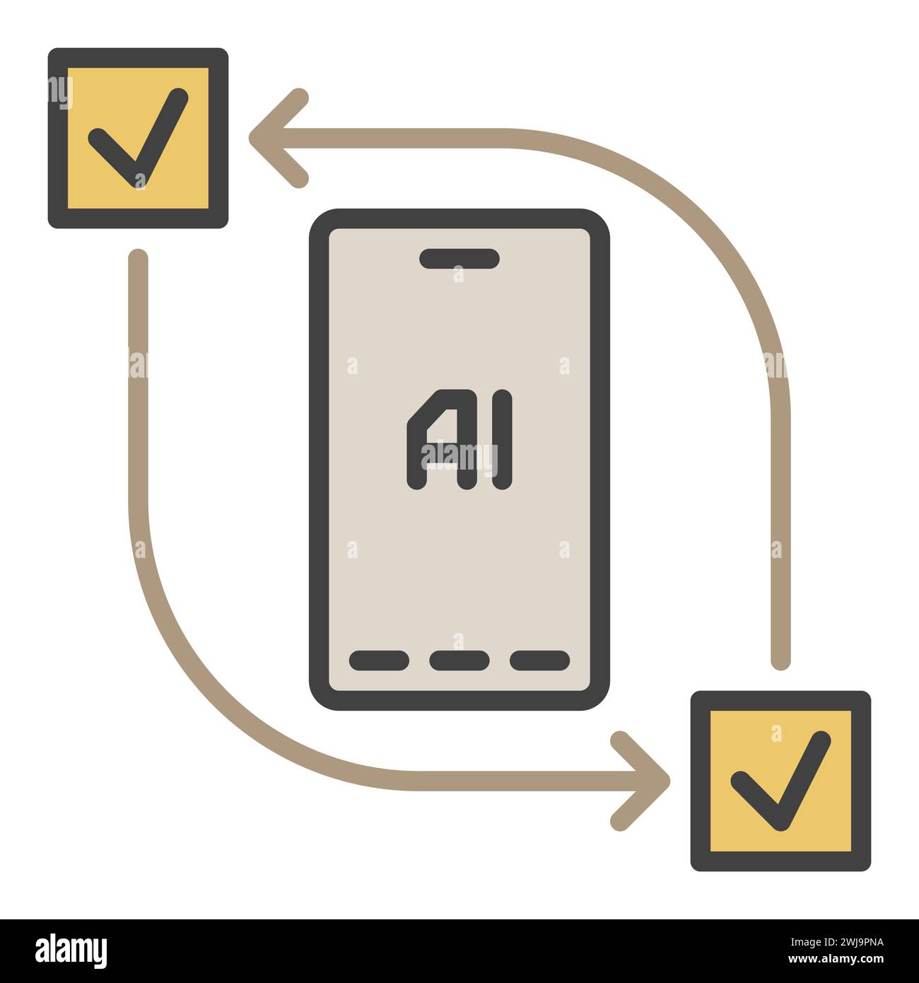 Smartphone with AI Technology vector Artificial Intelligence concept colored icon or design element Stock Vector