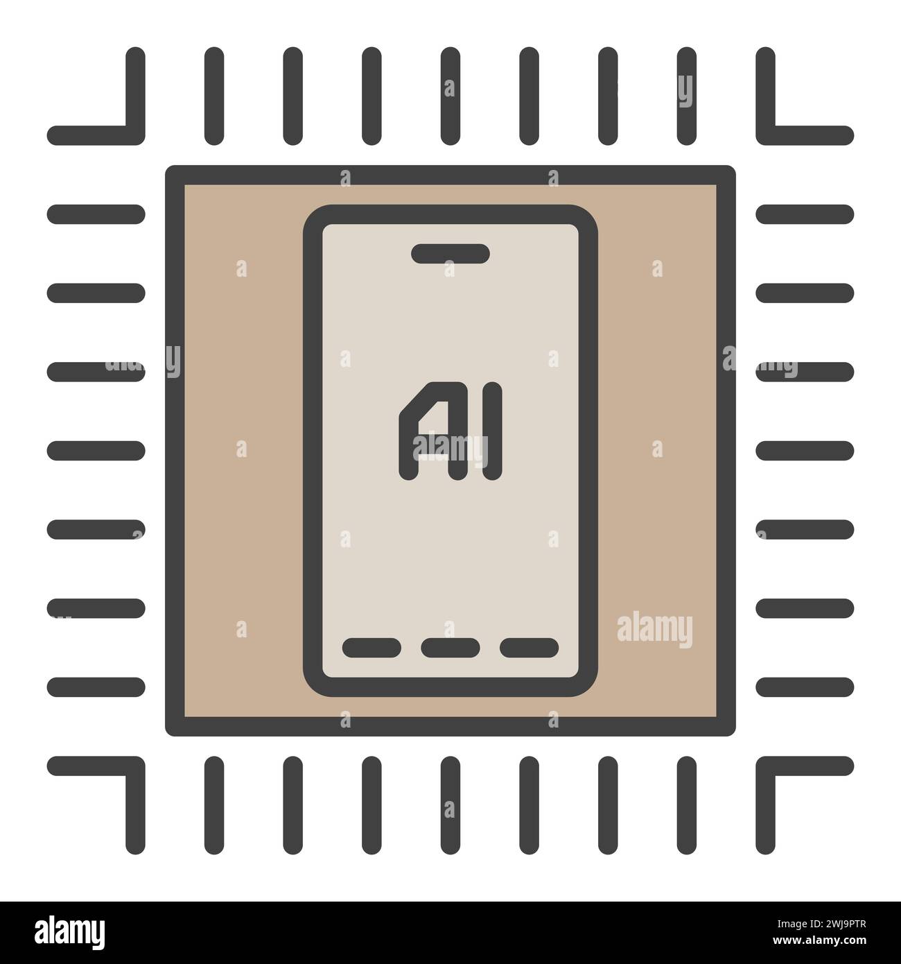 Chip with AI Phone vector Artificial Intelligence concept colored icon or sign Stock Vector