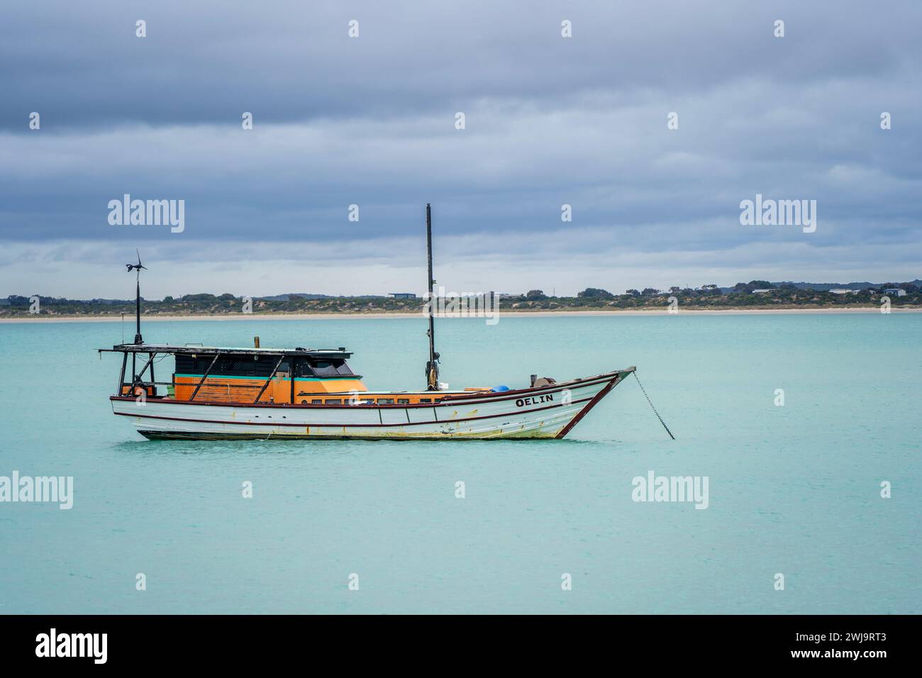 Fishing boat in the calm bay. Robe, South Australia Stock Photo Alamy