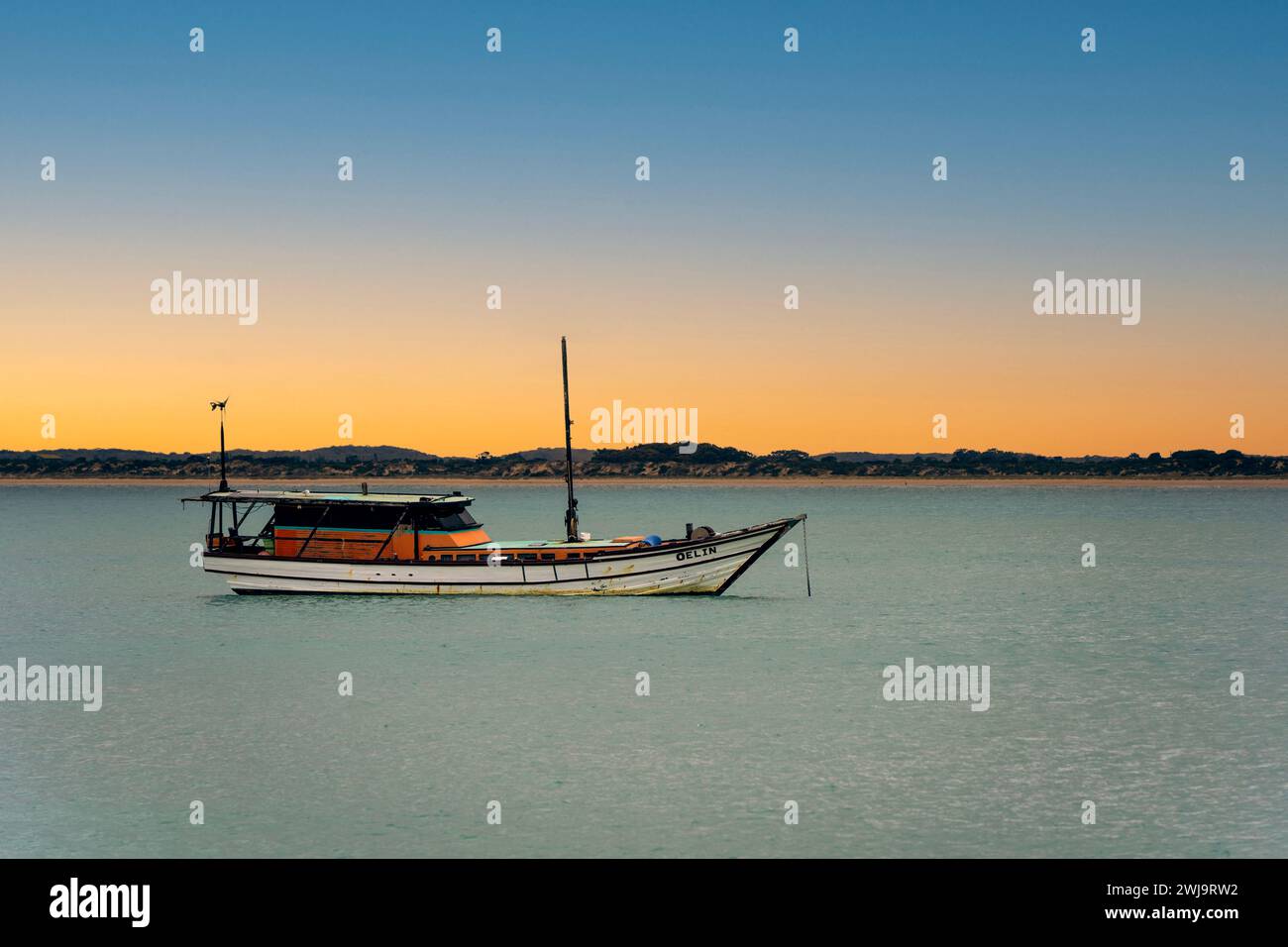 Fishing boat in the calm bay. Robe, South Australia Stock Photo Alamy