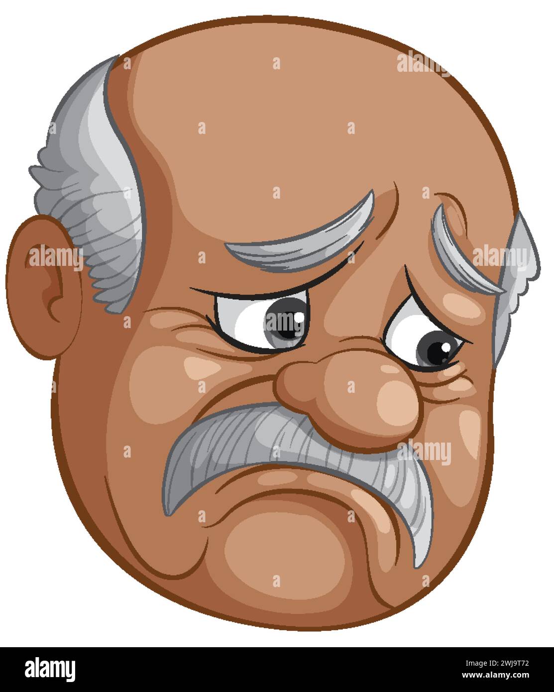 Cartoon of a concerned, elderly gentleman's face Stock Vector