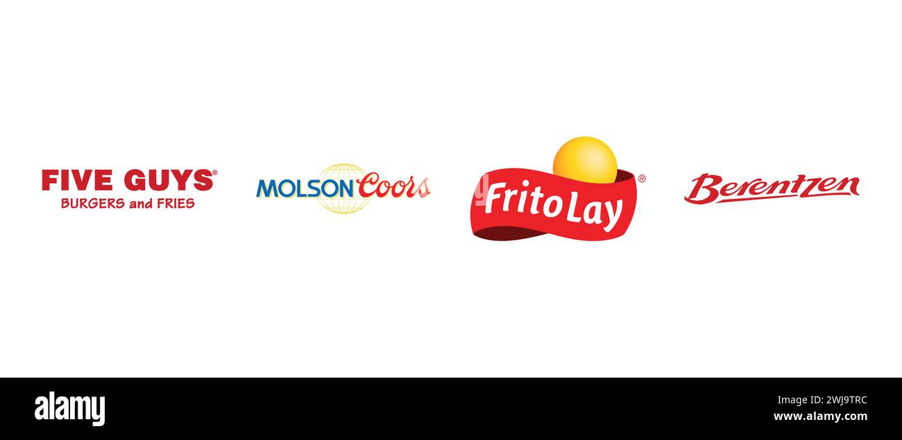Berentzen, Molson Coors, Five Guys, Fritolay. Vector illustration
