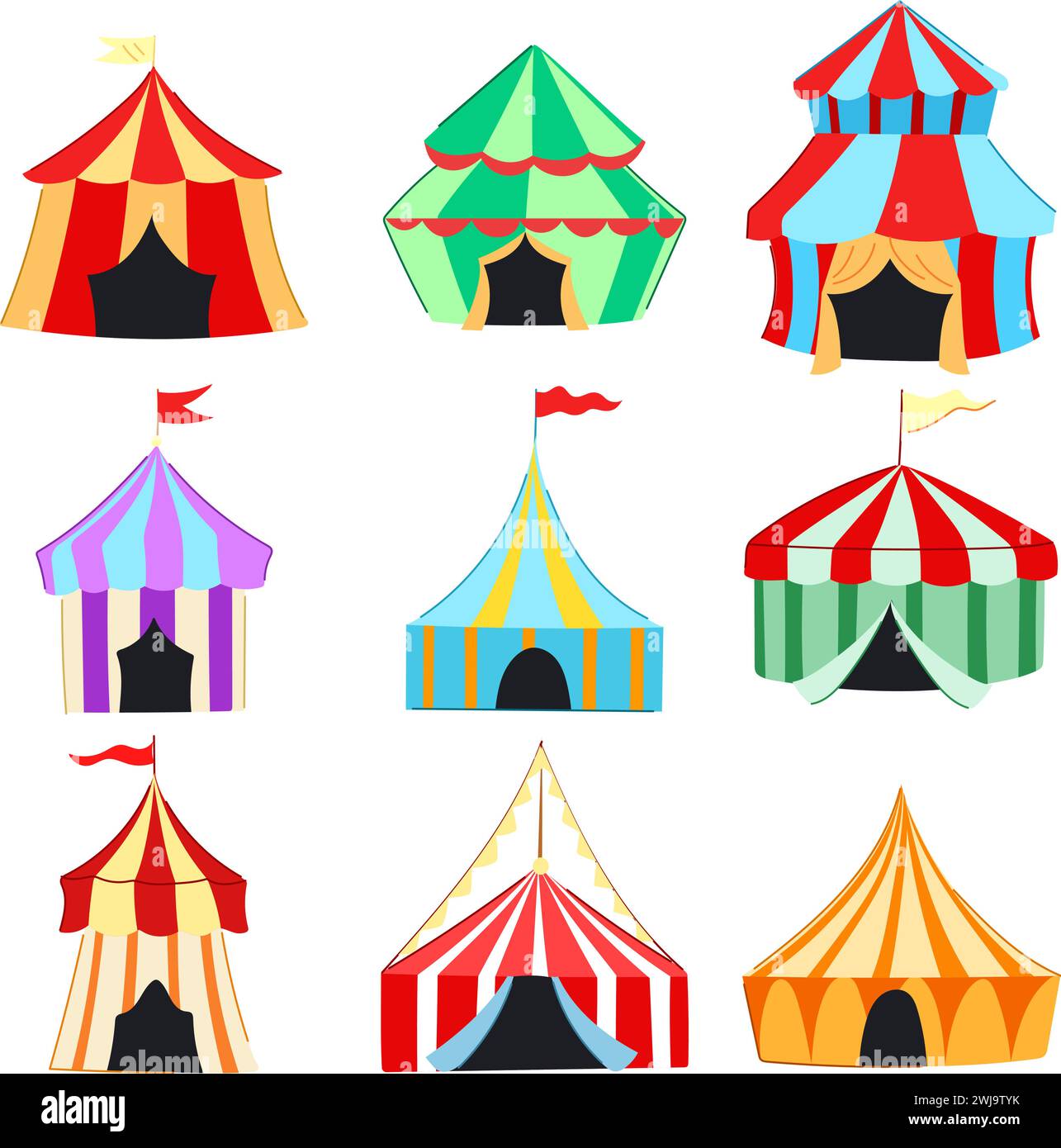 circus tent set cartoon vector illustration Stock Vector Image & Art ...