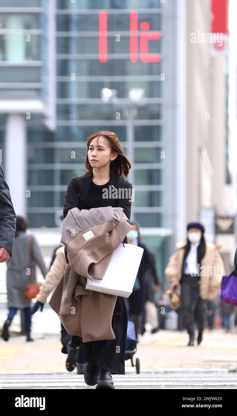 The temperature rises in Sapporo, Hokkaido on Feb. 14, 2024. The Japanese archipelago was