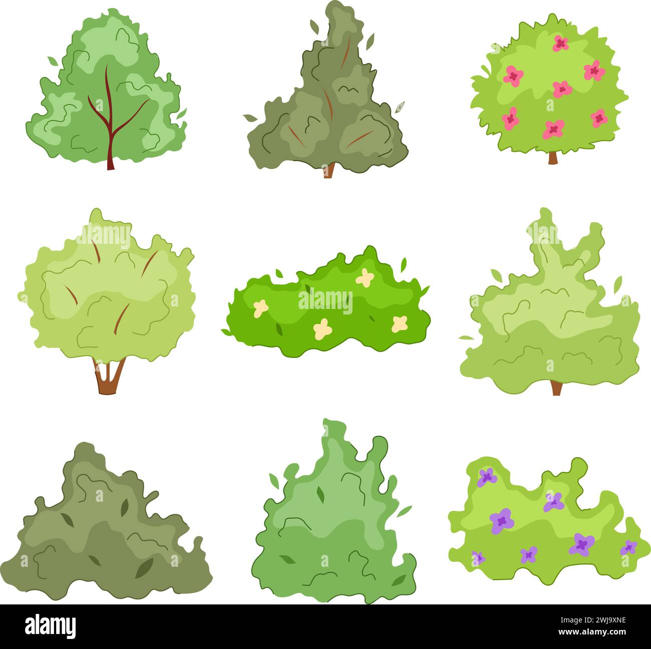 garden shrub set cartoon vector illustration Stock Vector Image & Art ...
