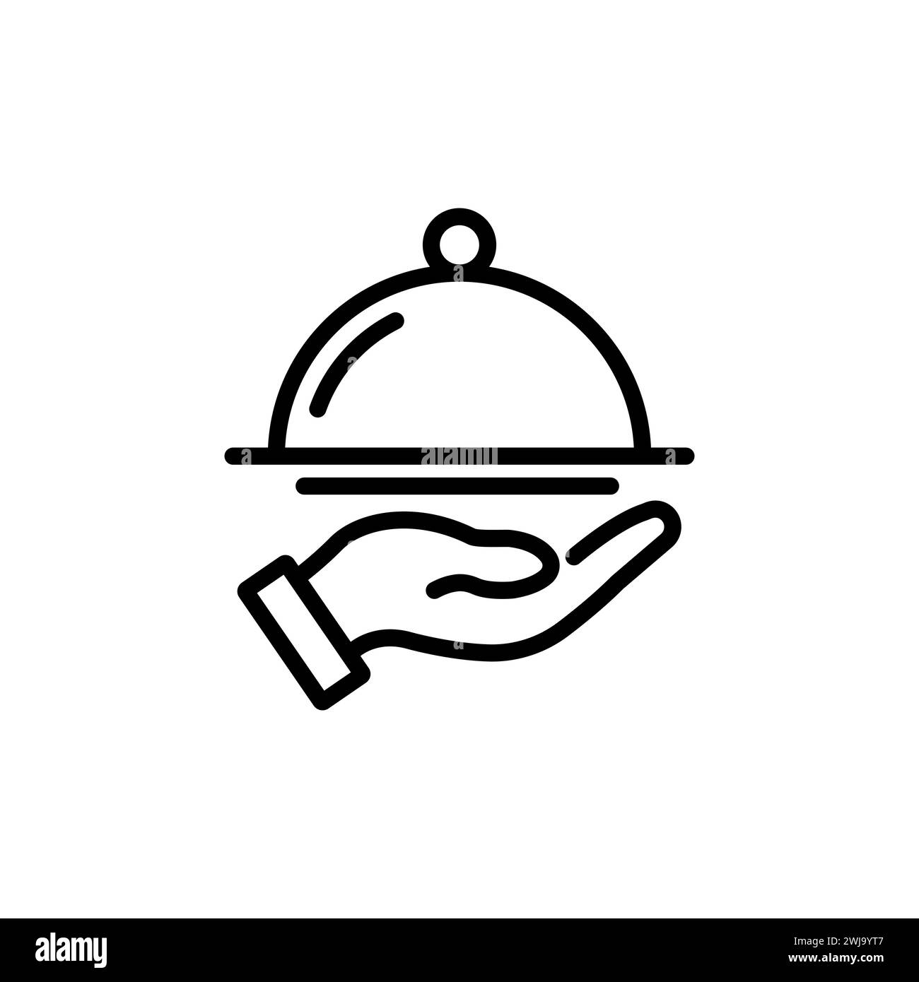 Main dish in restaurant thin line icon. Modern vector illustration. Stock Vector