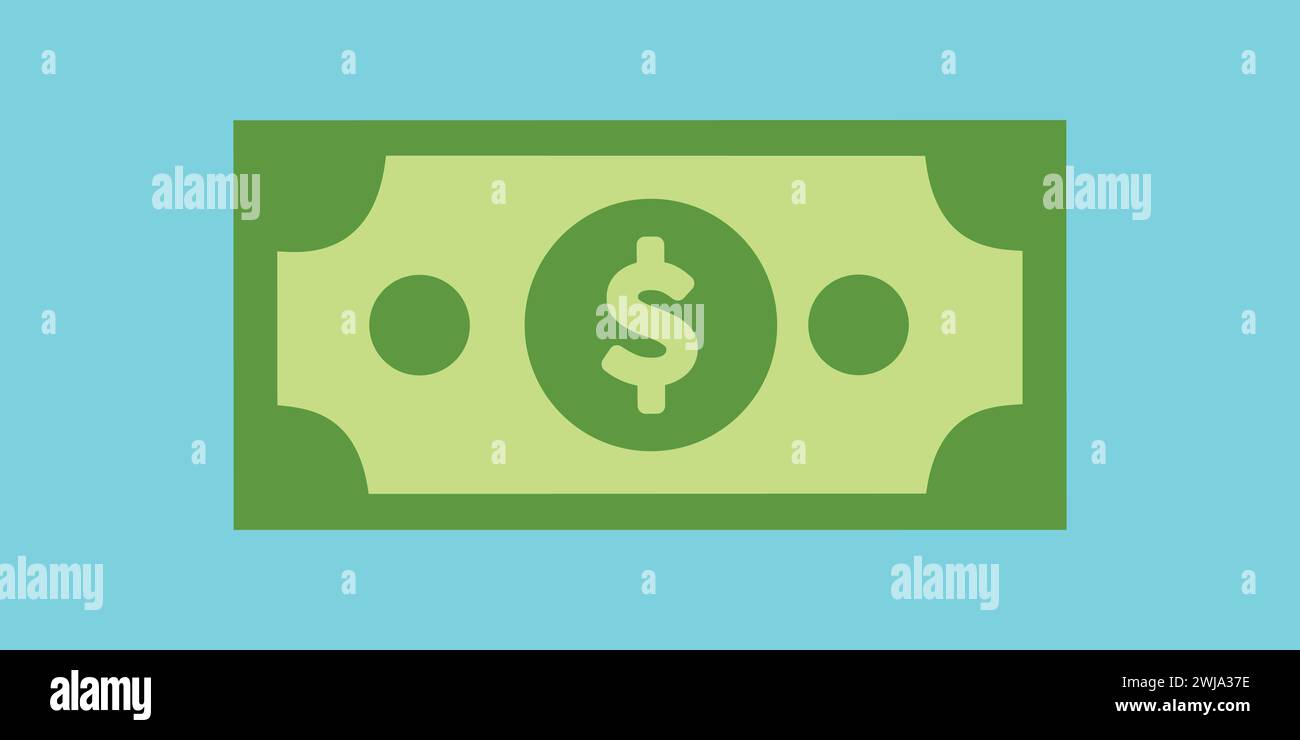 Flat Design US Dollar Vector Icon art and ilustration Stock Vector