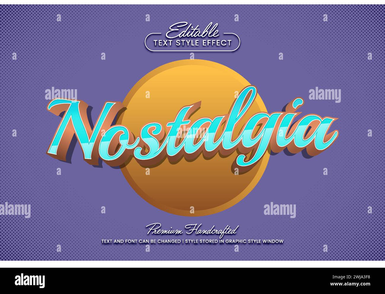 Nostalgia 3D vector text effect graphic style. Editable vector headline and title template. Stock Vector