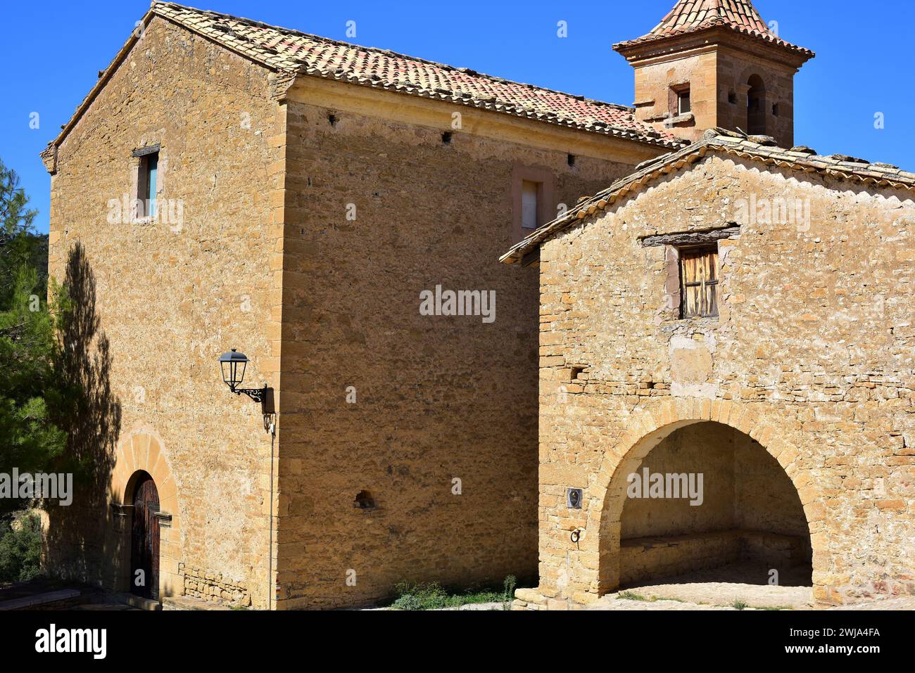 Saranyana, abandoned town. Todolella municipality, Els Ports, Castellon, Comunidad Valenciana, Spain. Stock Photo