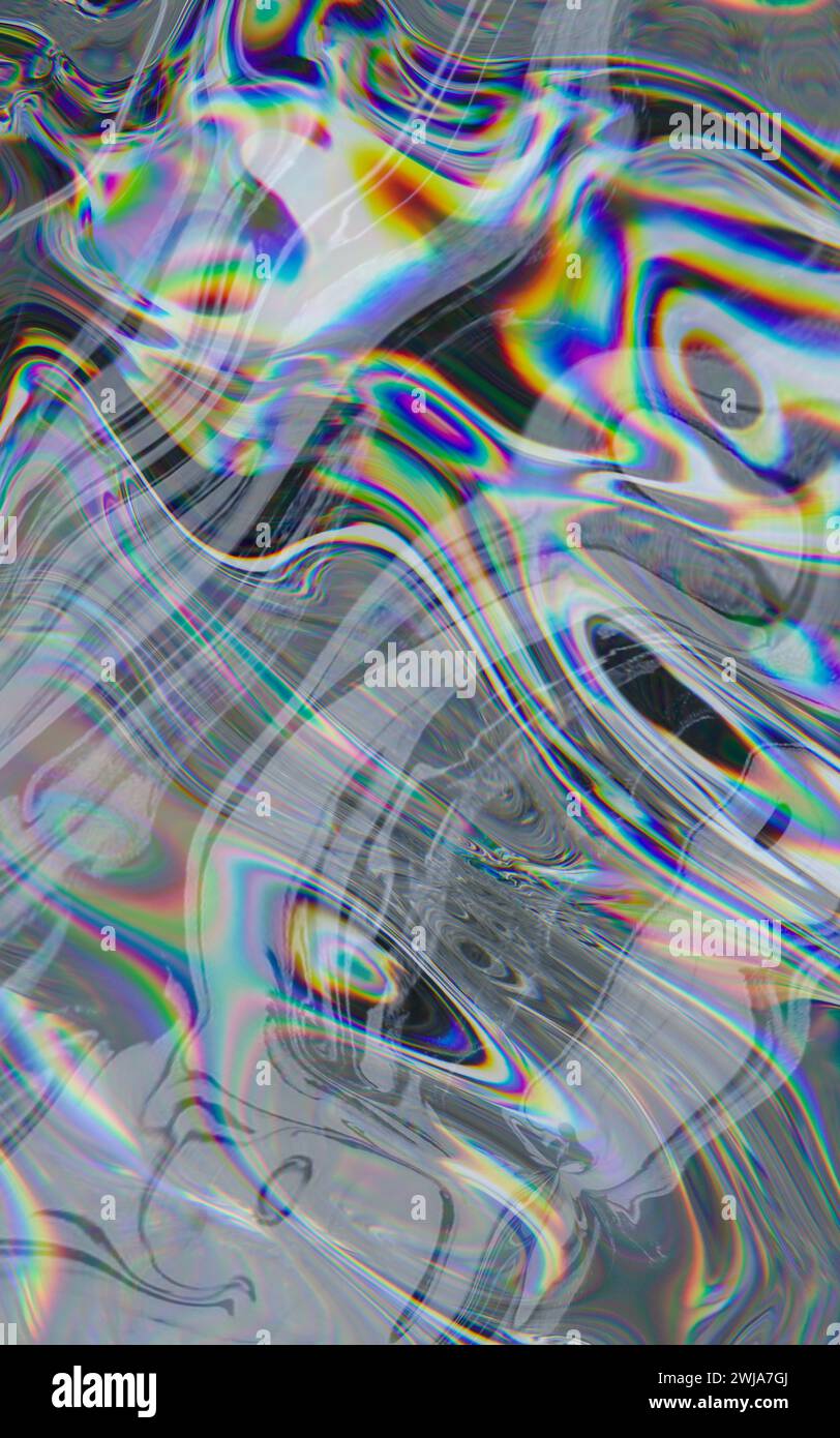 Digital abstract fluid art with a mixture of grayscale and vivid ...