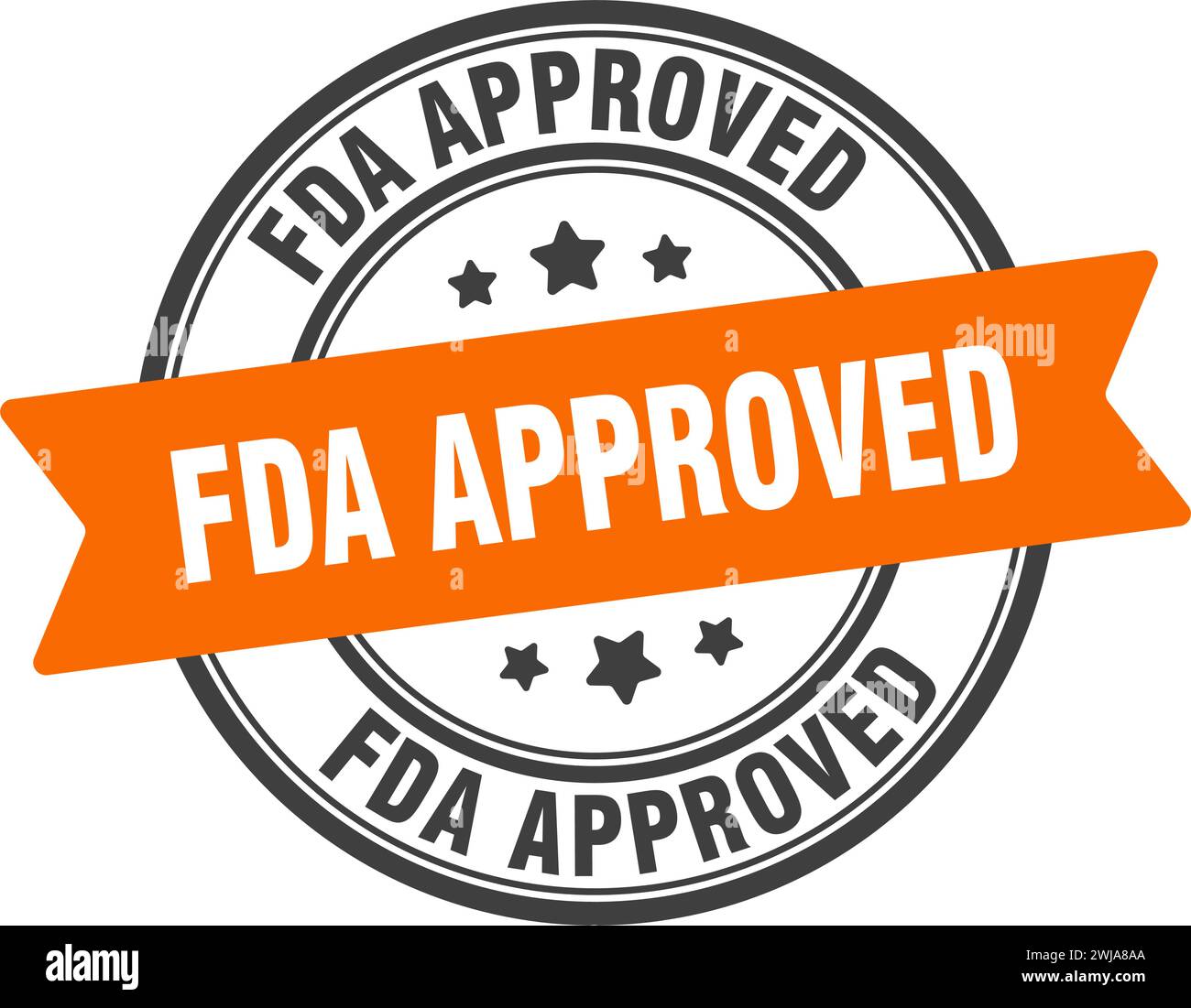 fda approved stamp. fda approved round sign. label on transparent ...